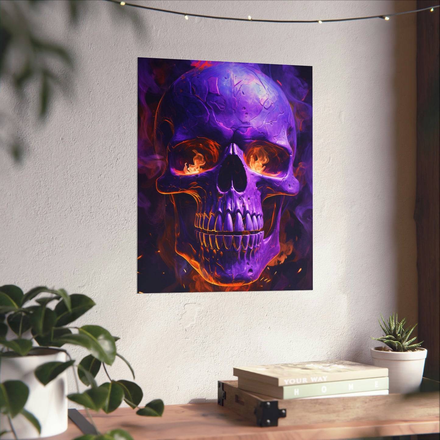 Premium Matte Vertical Posters Skull Flames 1