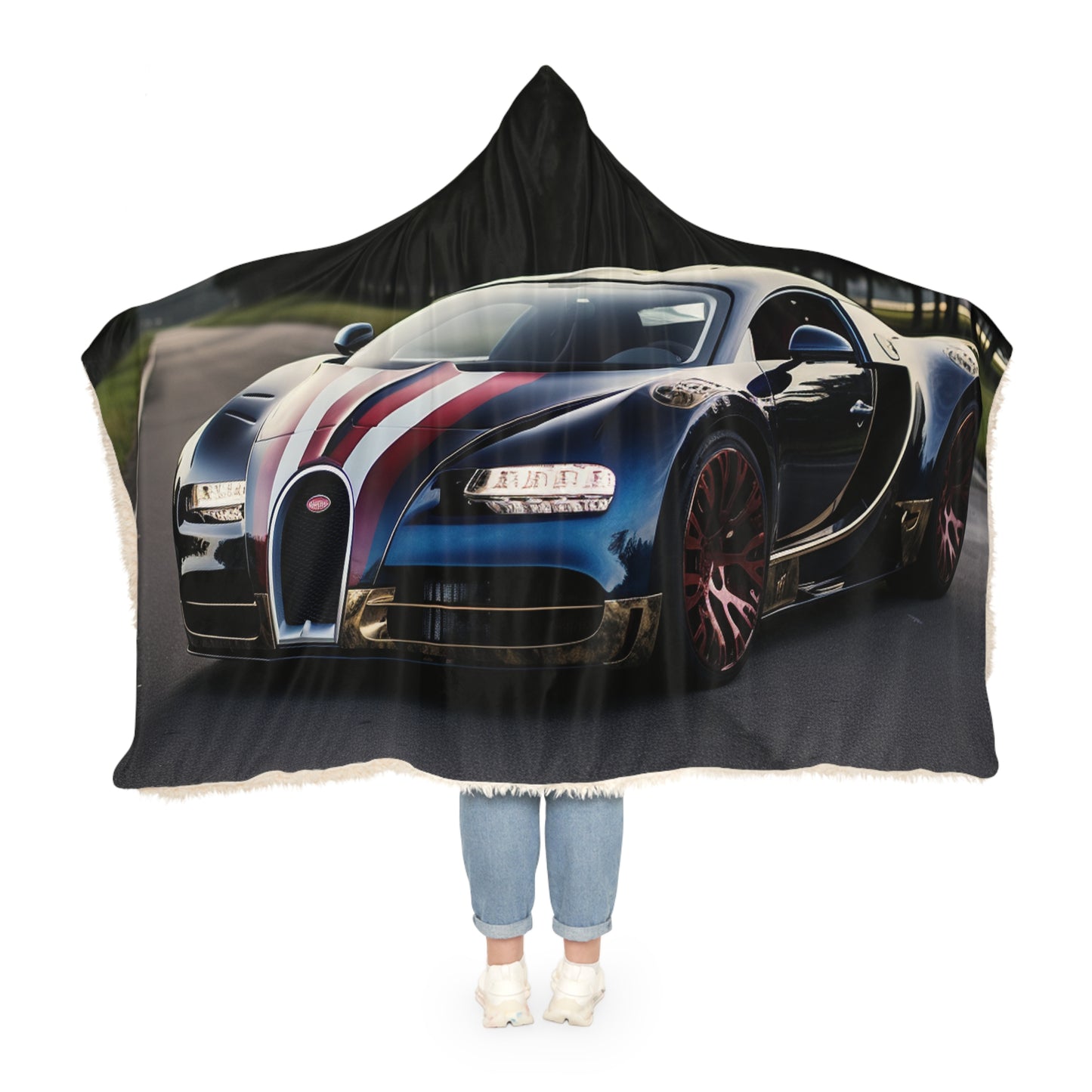 Snuggle Hooded Blanket Bugatti Flag American 1