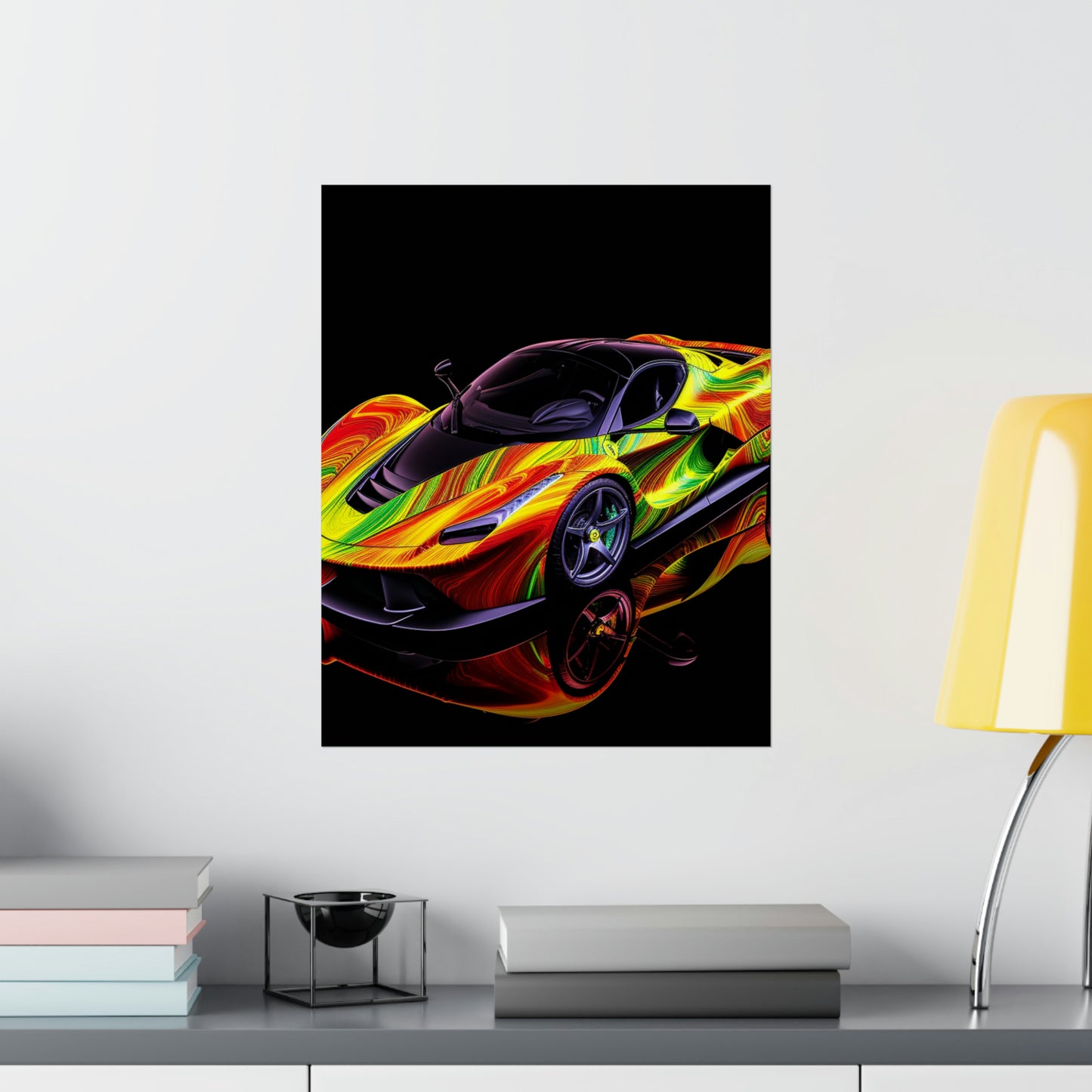 Premium Matte Vertical Posters Ferrari Neon 4