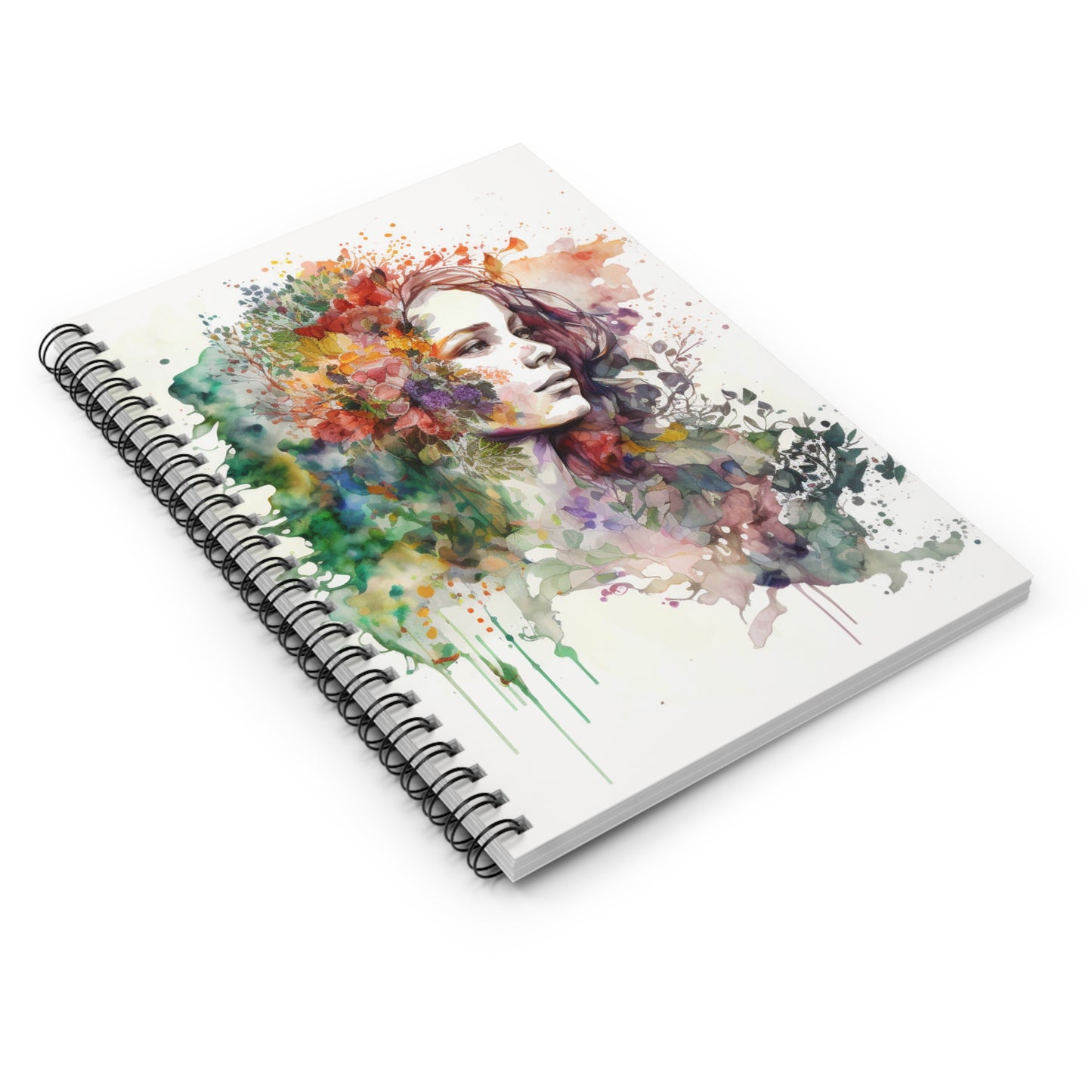 Spiral Notebook - Ruled Line Mother Nature Bright Spring Colors Realistic Watercolor 3