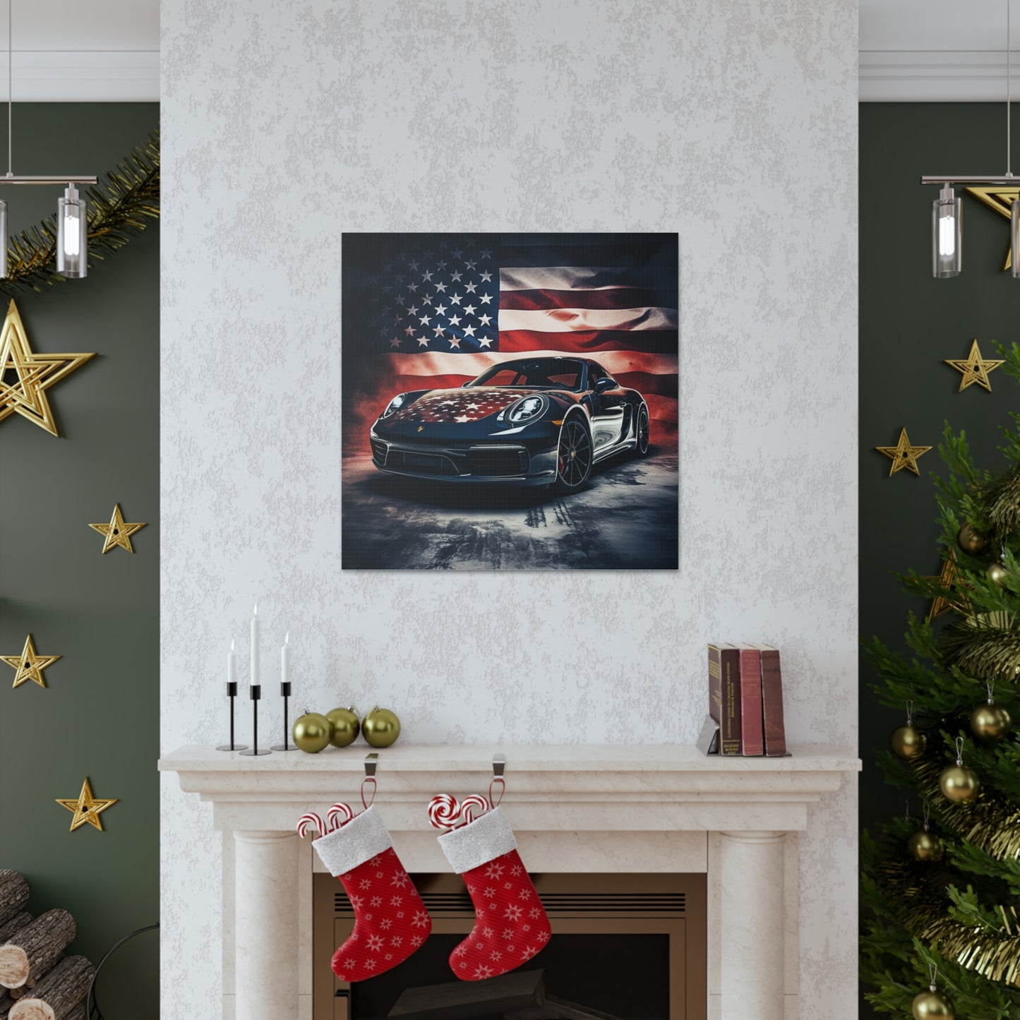 Canvas Gallery Wraps Abstract American Flag Background Porsche 2