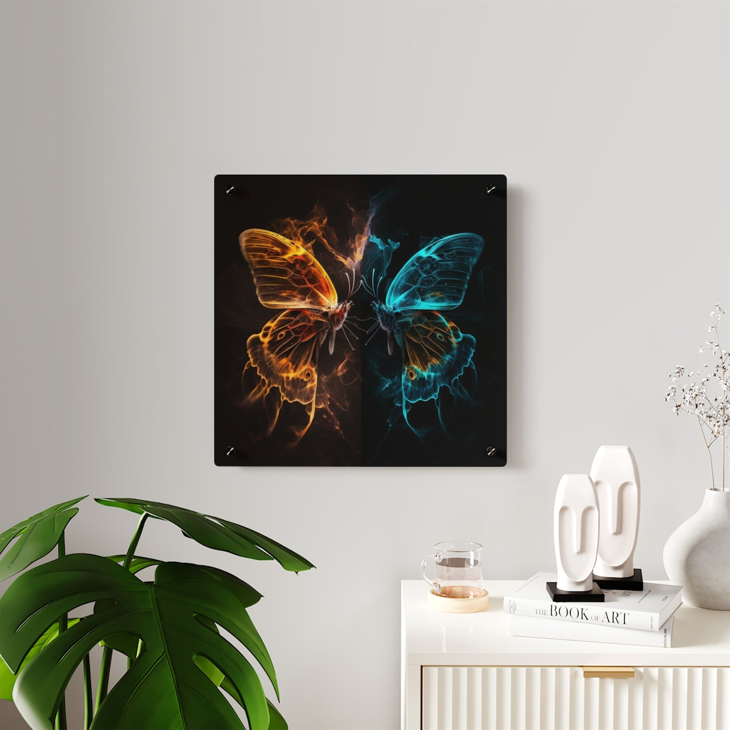 Acrylic Wall Art Panels Kiss Neon Butterfly 6