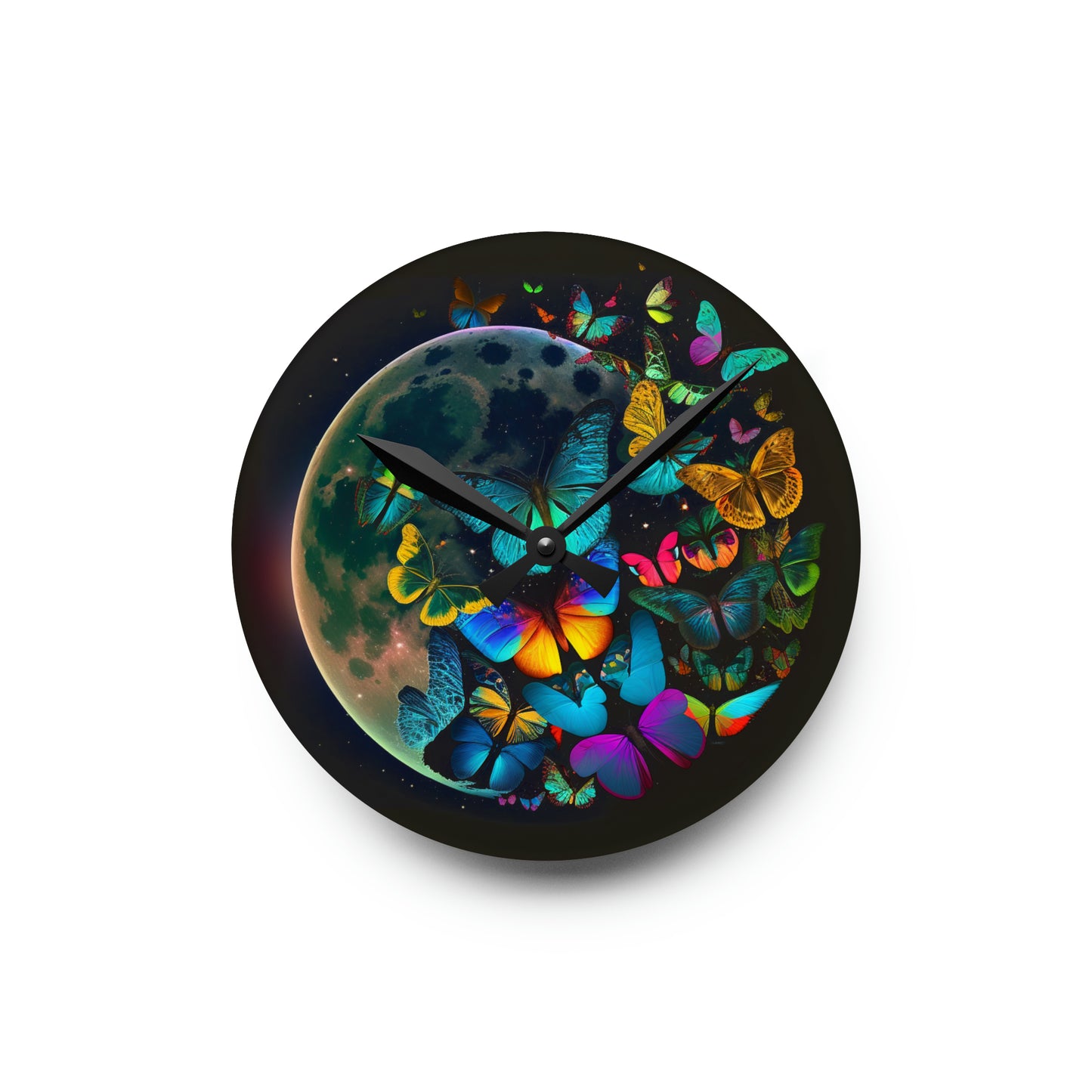 Acrylic Wall Clock Moon Butterfly 2