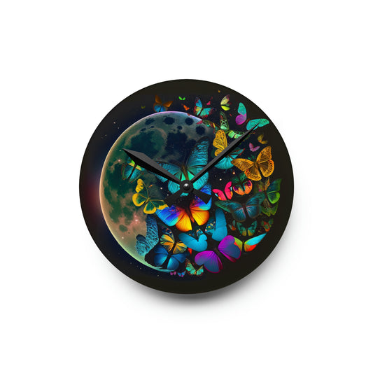 Acrylic Wall Clock Moon Butterfly 2