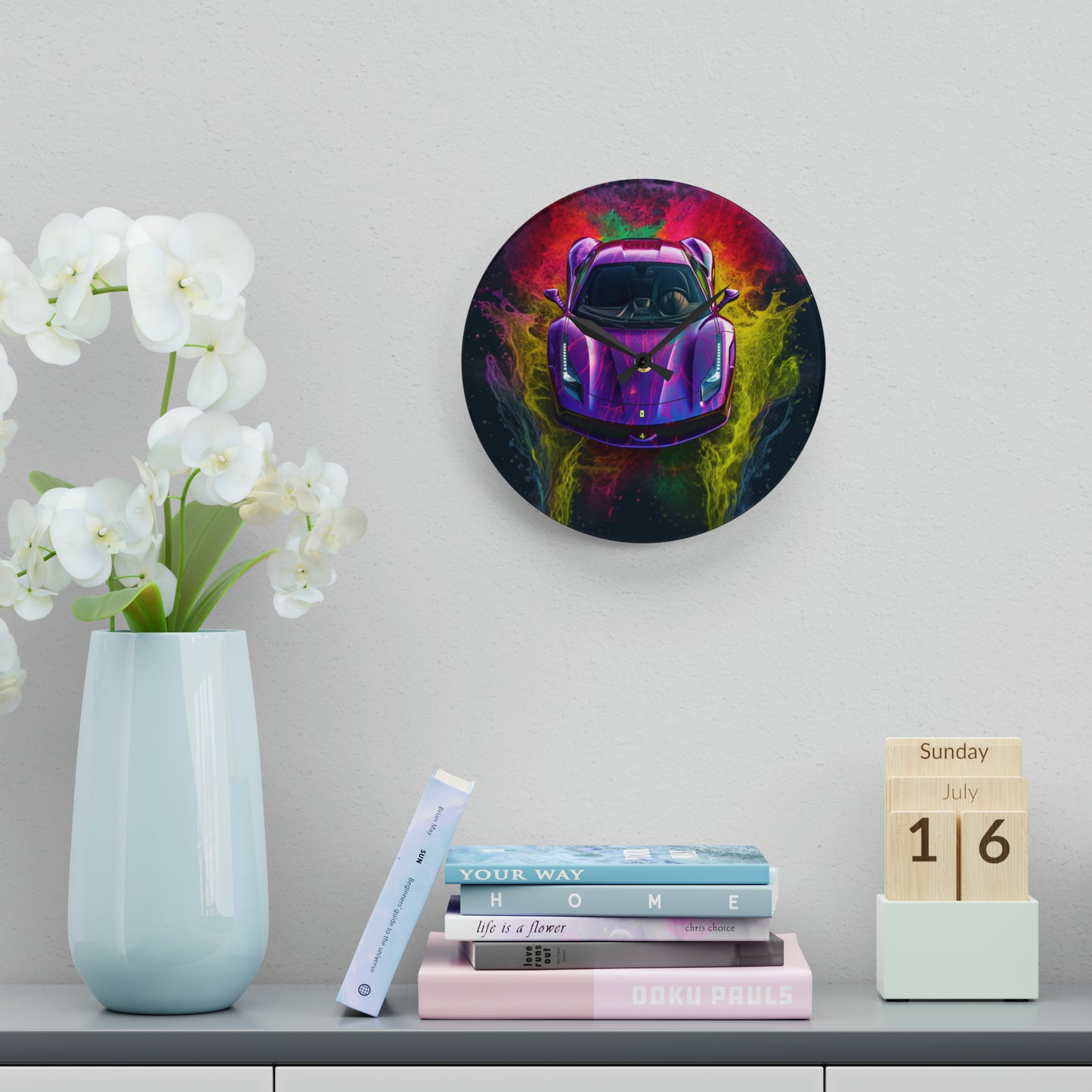 Acrylic Wall Clock Farrari Water 3