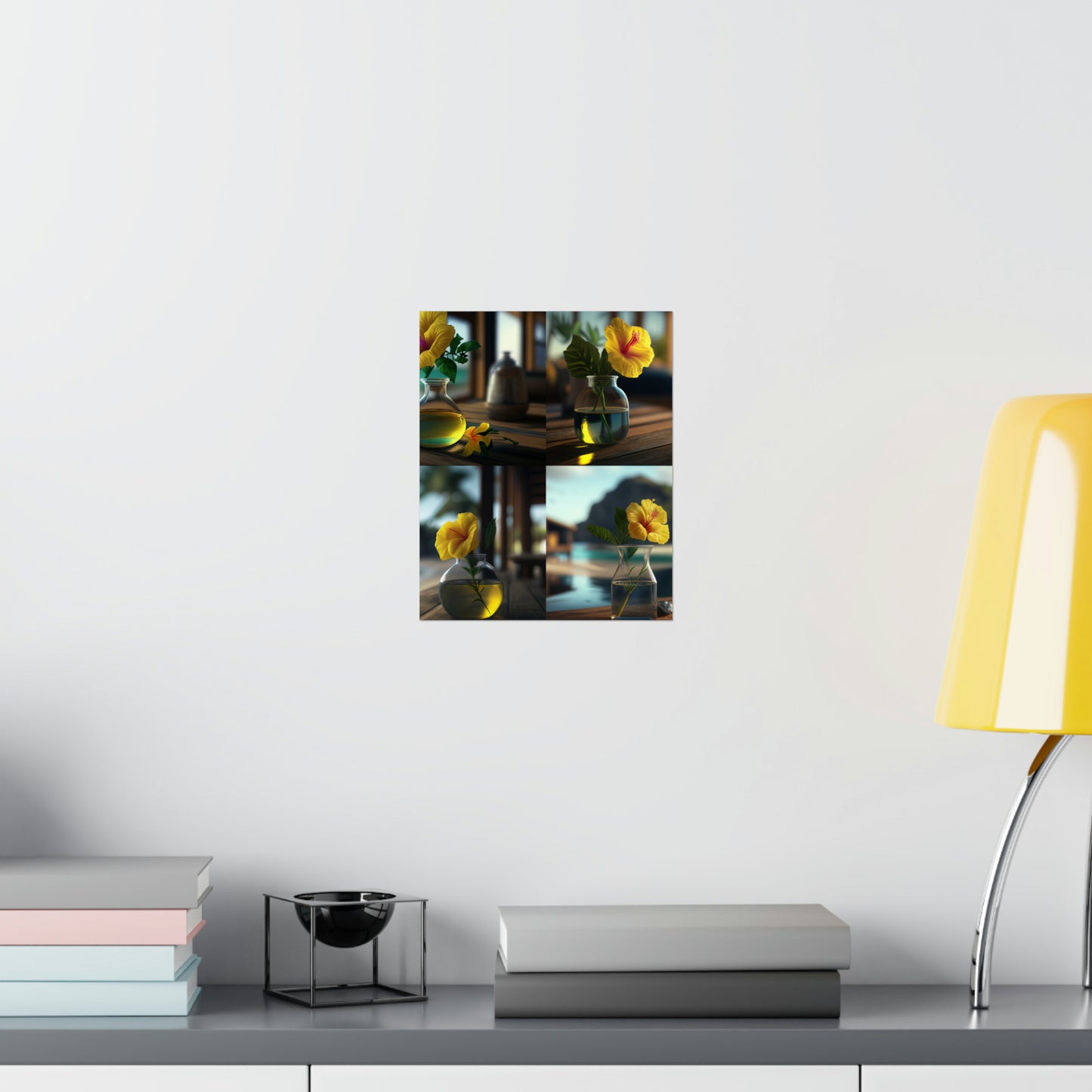 Premium Matte Vertical Posters Yellow Hibiscus Wood 5