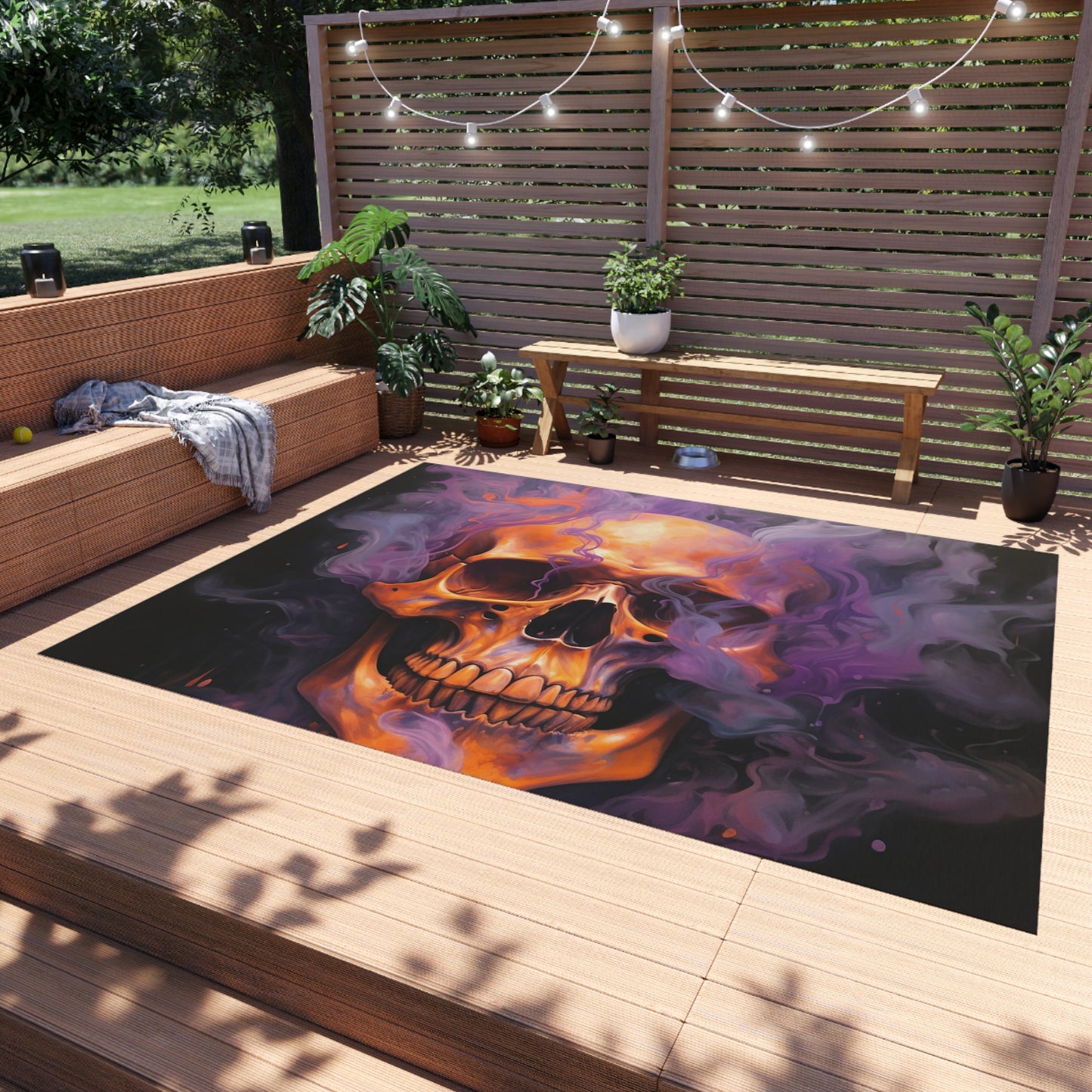 Outdoor Rug  Skull Flames 4