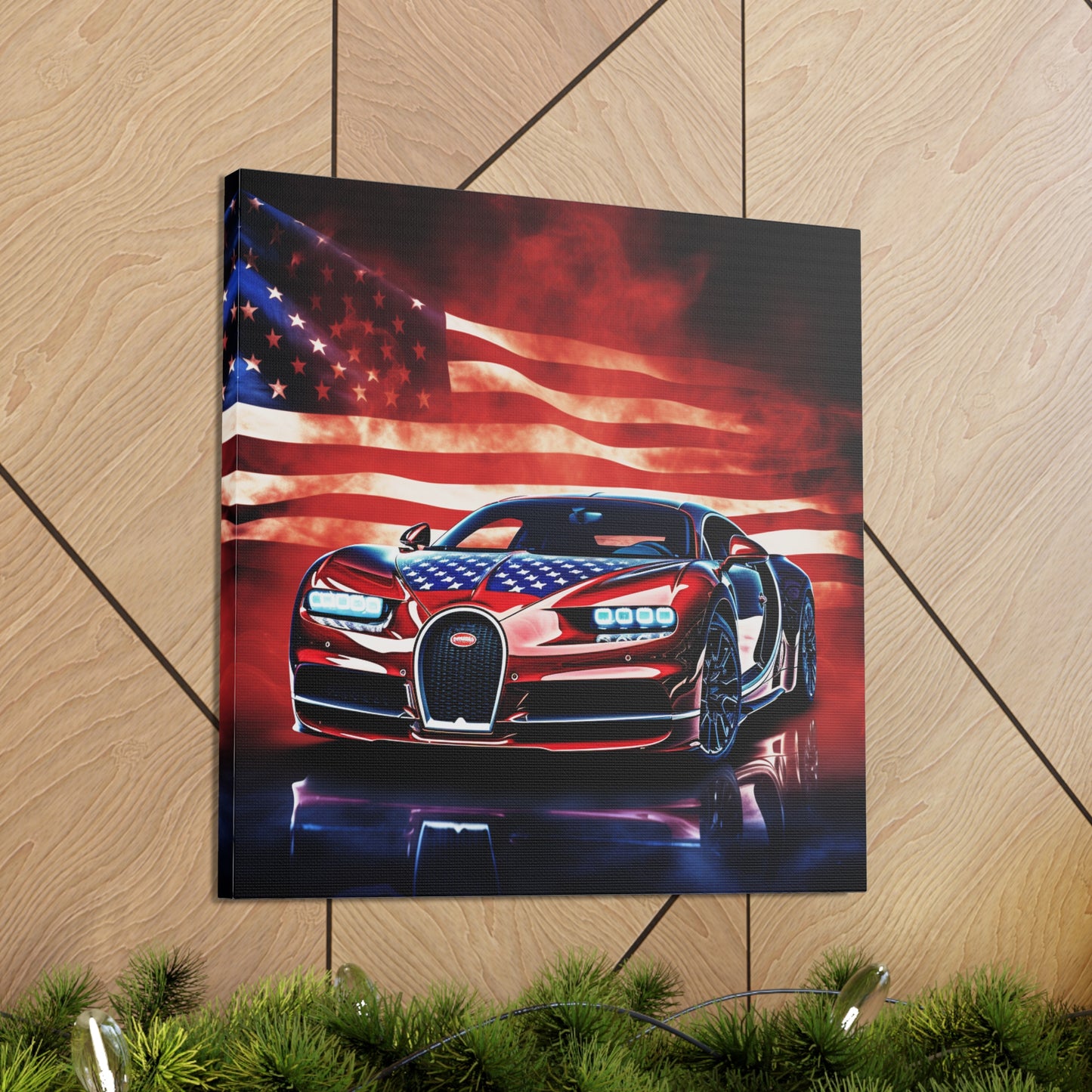 Canvas Gallery Wraps Abstract American Flag Background Bugatti 3