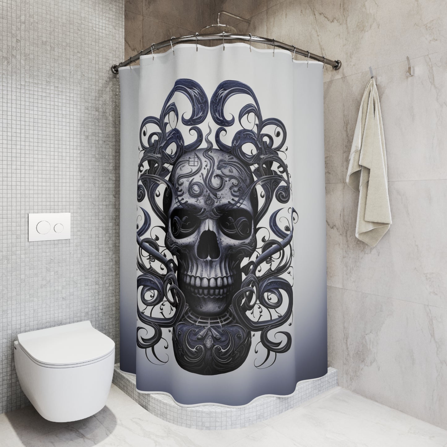 Polyester Shower Curtain Skull Treble Clef 1