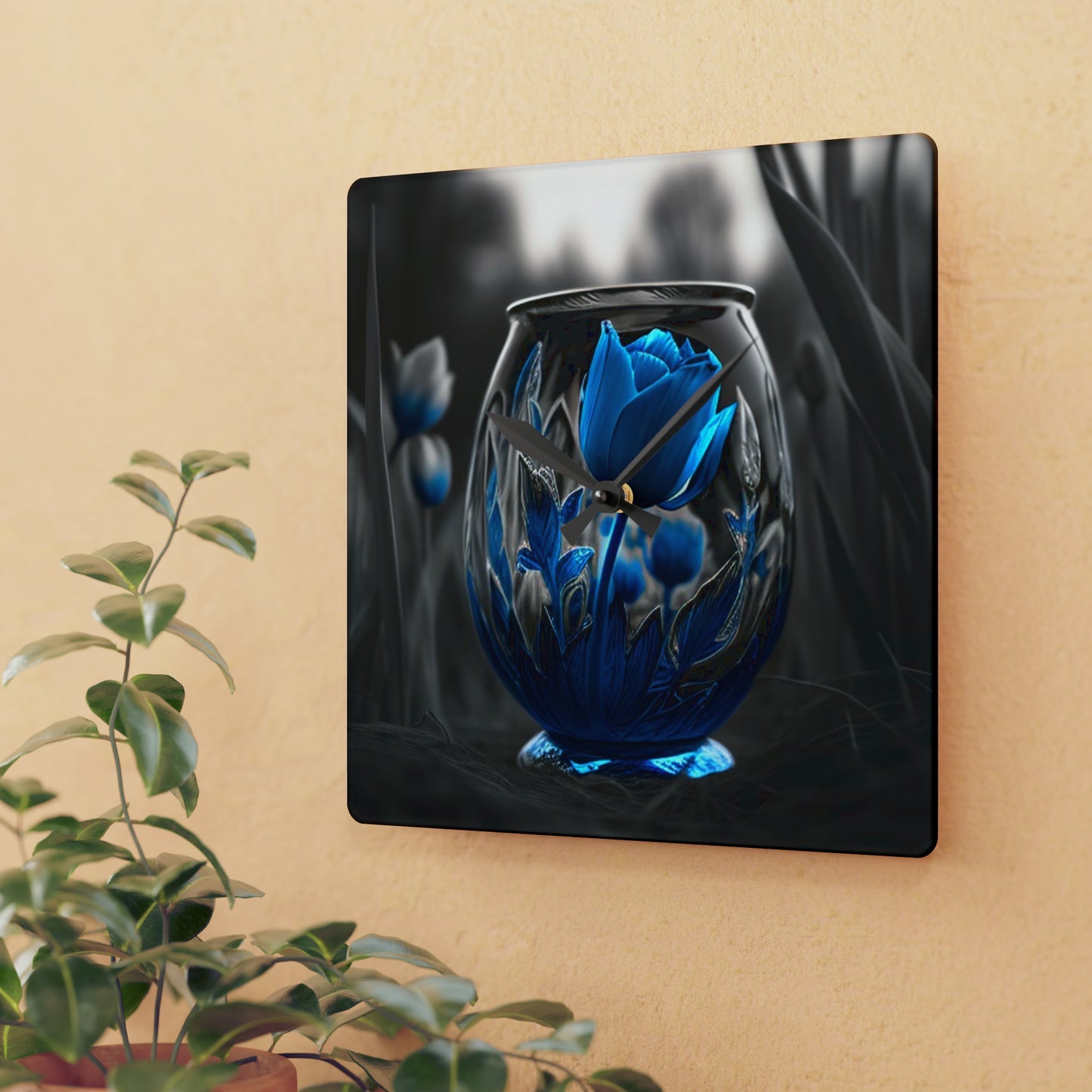 Acrylic Wall Clock Tulip Blue 2