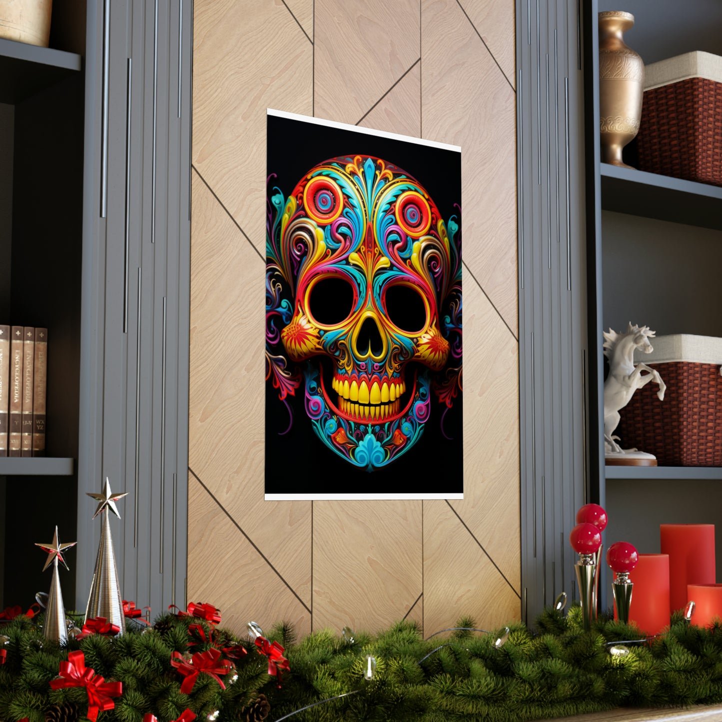 Premium Matte Vertical Posters Macro Skull Color 1