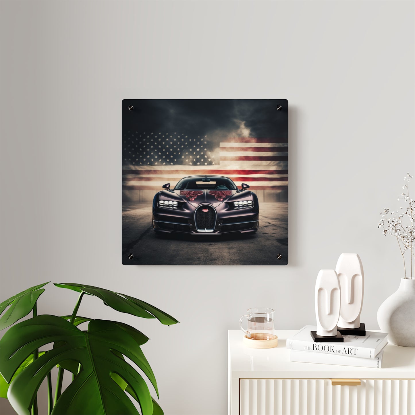 Acrylic Wall Art Panels American Flag Background Bugatti 2