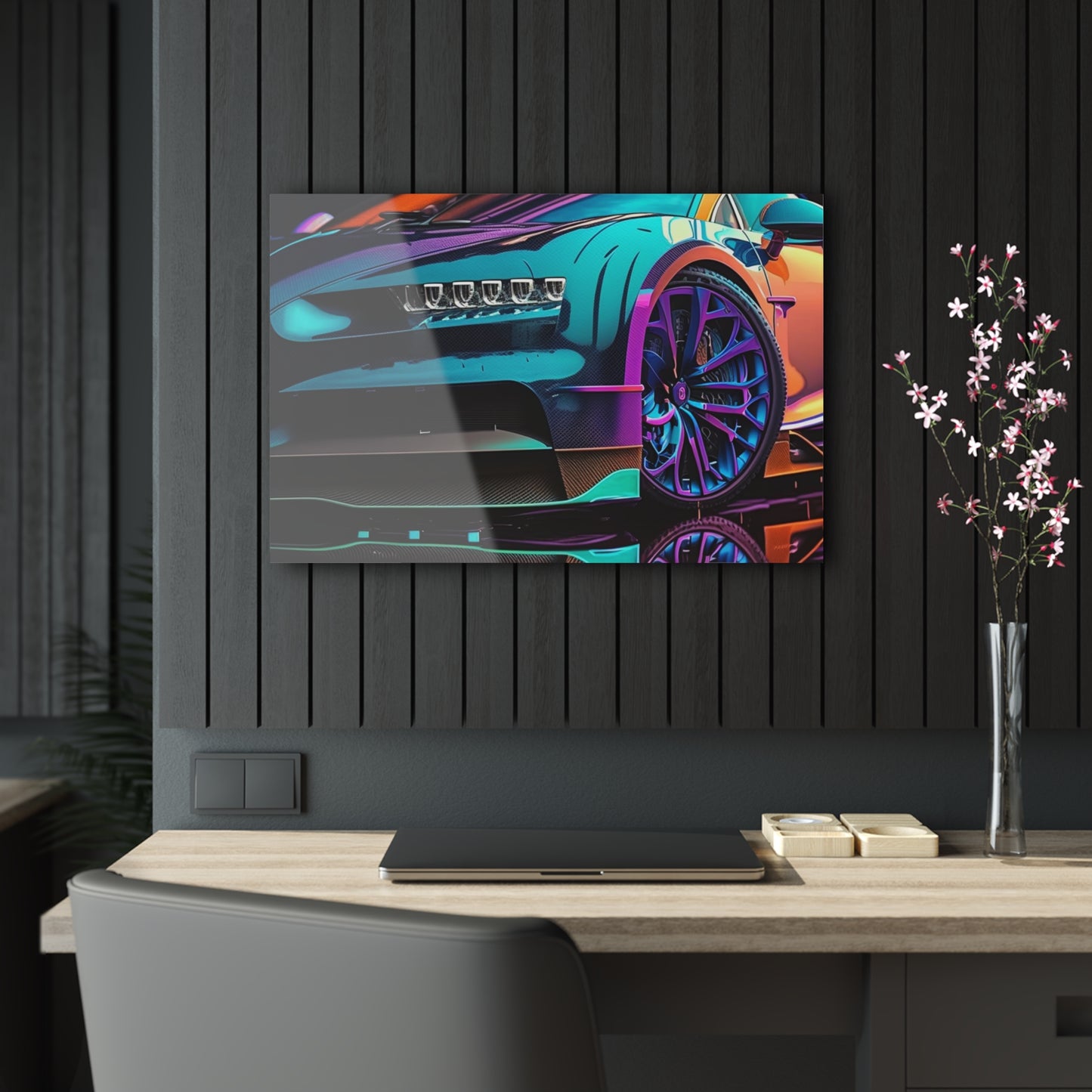 Acrylic Prints Bugatti Neon Chiron 1