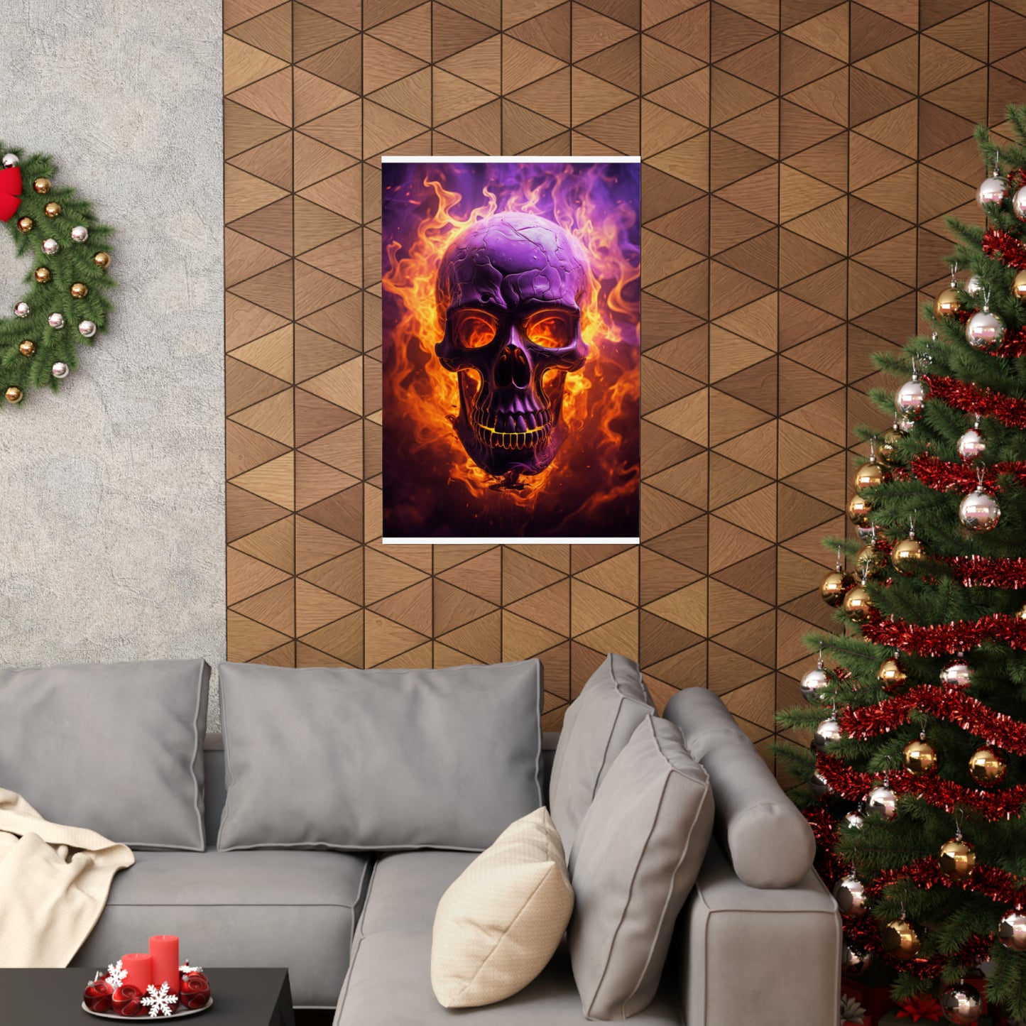 Premium Matte Vertical Posters Skull Flames 3