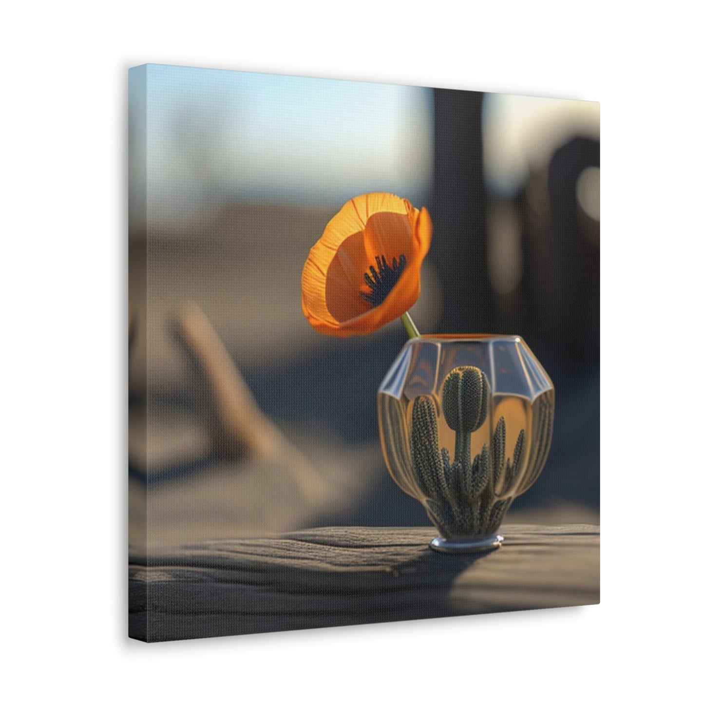 Canvas Gallery Wraps Orange Poppy in a Vase 2