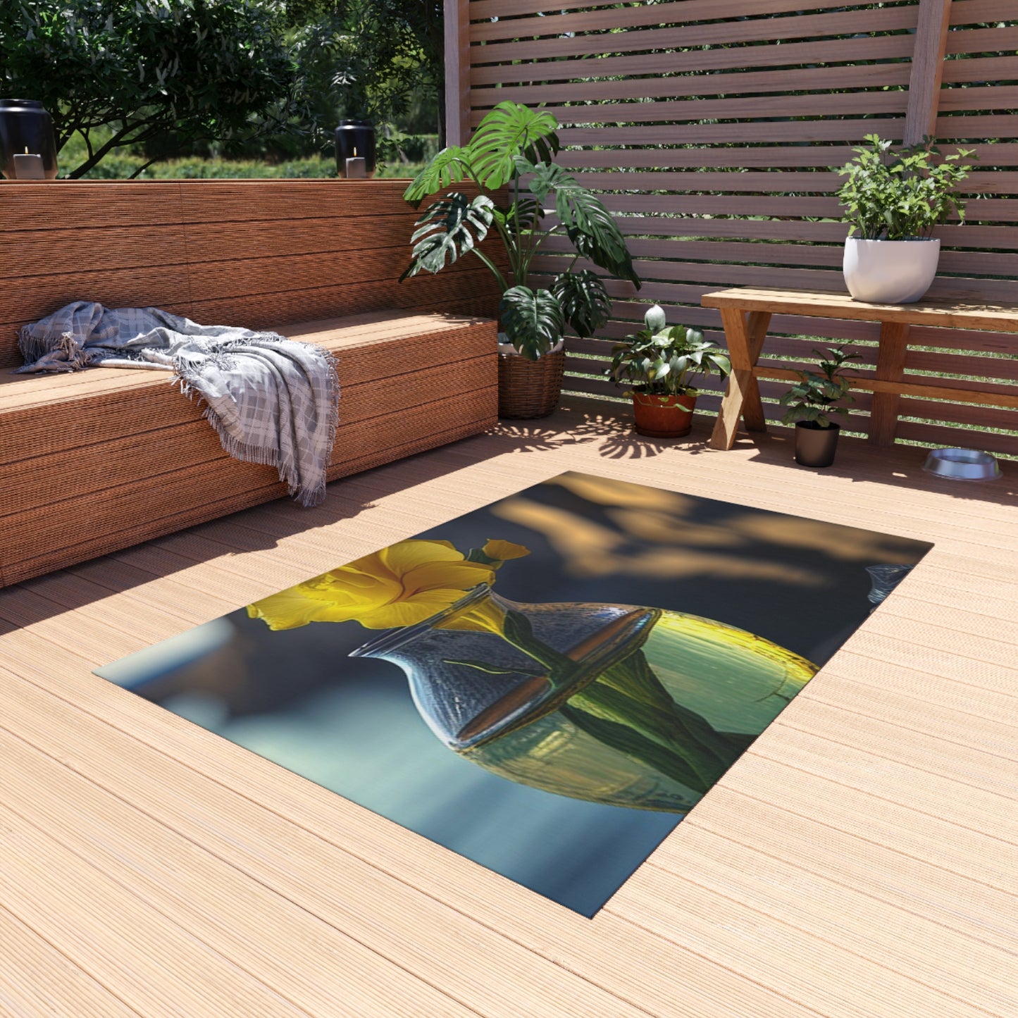 Outdoor Rug  Yellow Gladiolus glass 3