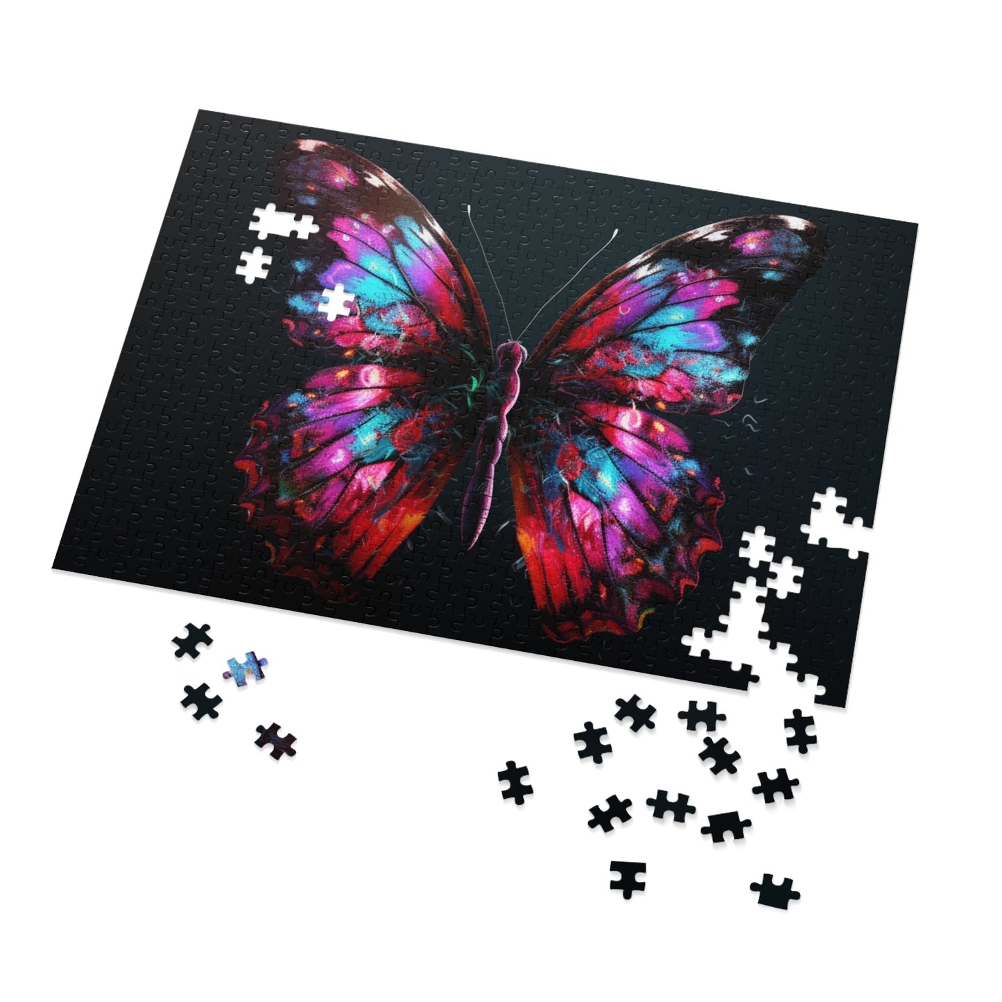 Jigsaw Puzzle (30, 110, 252, 500,1000-Piece) Hyper Colorful Butterfly Macro 3