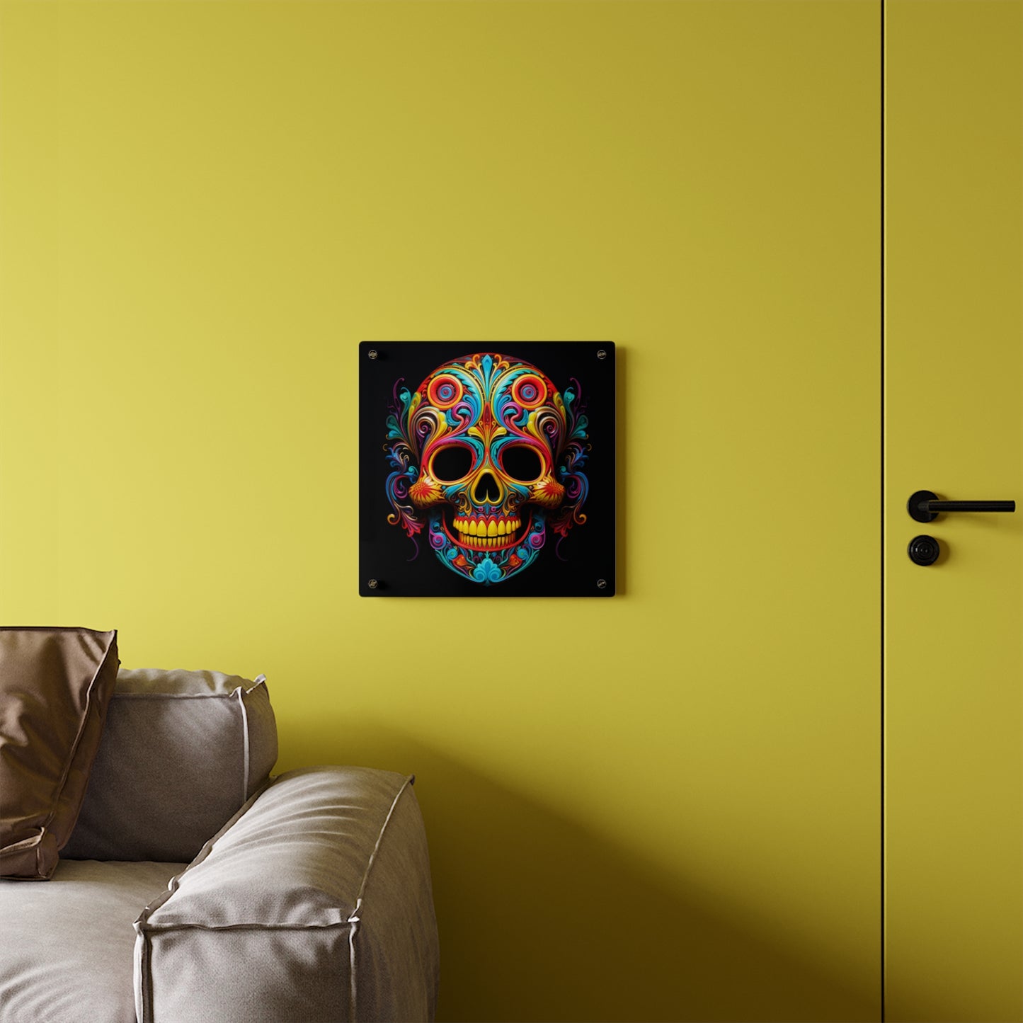 Acrylic Wall Art Panels Macro Skull Color 1