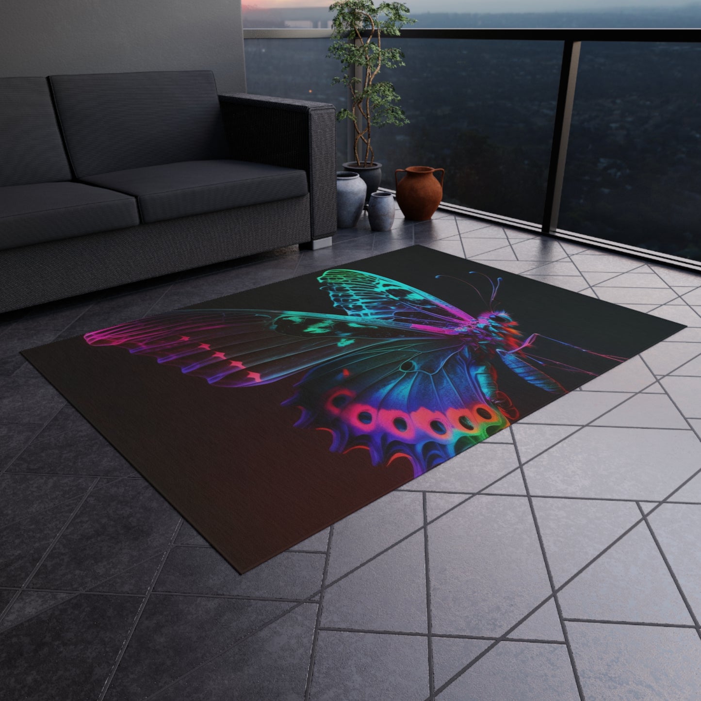 Outdoor Rug  Raw Hyper Color Butterfly 1