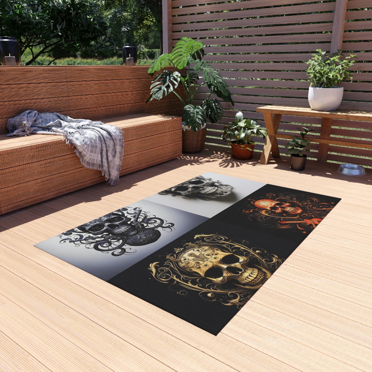 Outdoor Rug  Skull Treble Clef 5