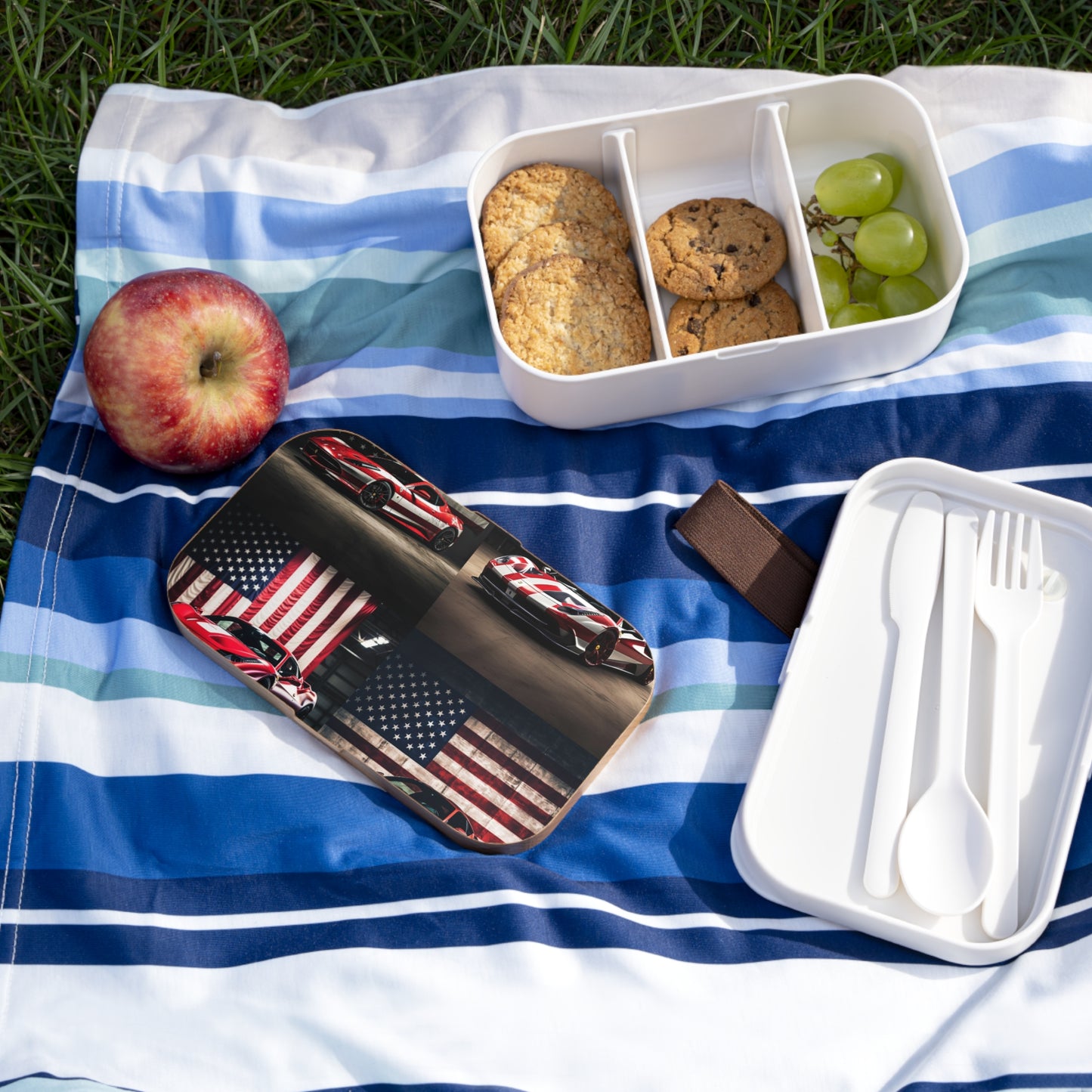 Bento Lunch Box American Flag Background Ferrari 5
