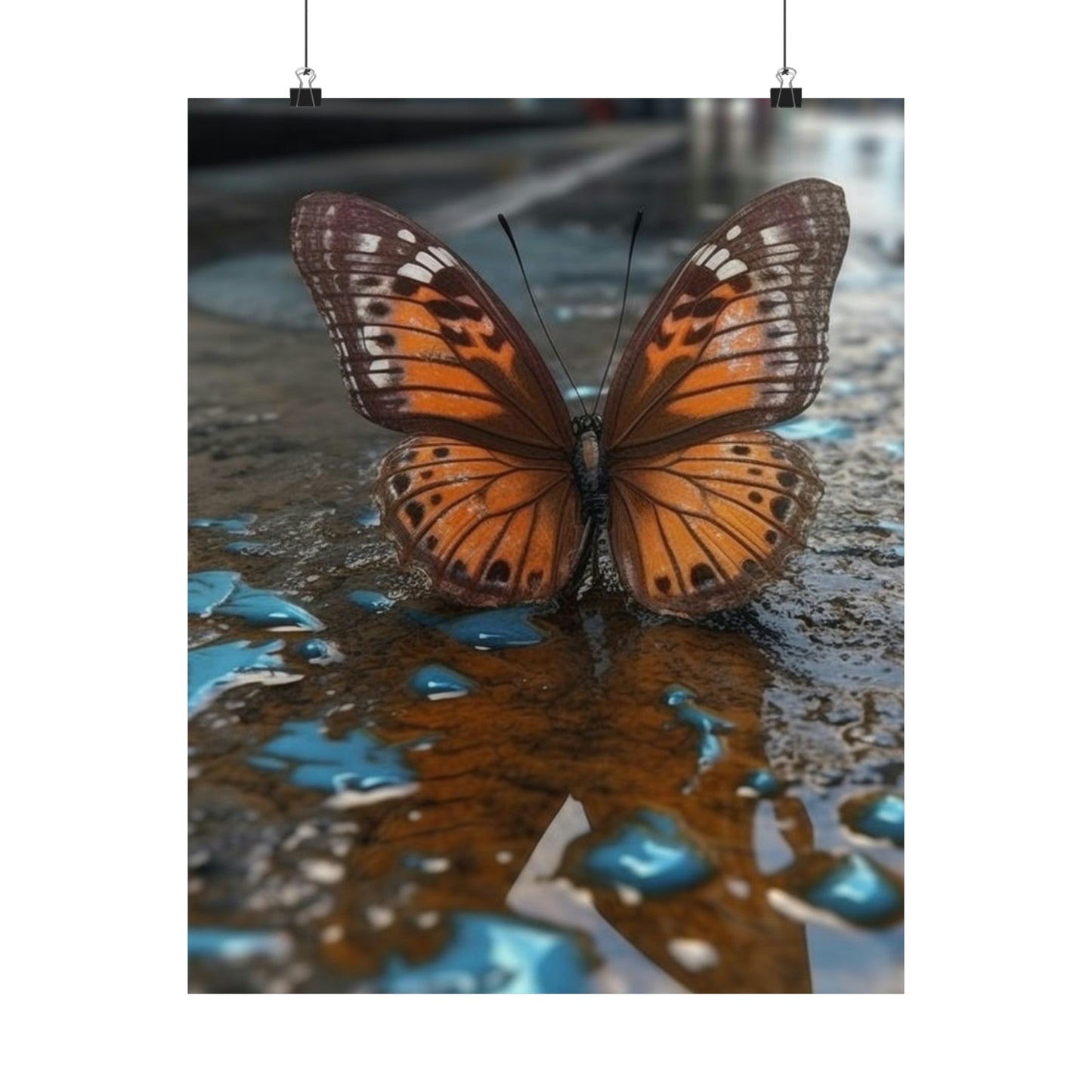 Premium Matte Vertical Posters Water Butterfly Street 2