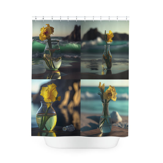 Polyester Shower Curtain Yellow Gladiolus glass 5