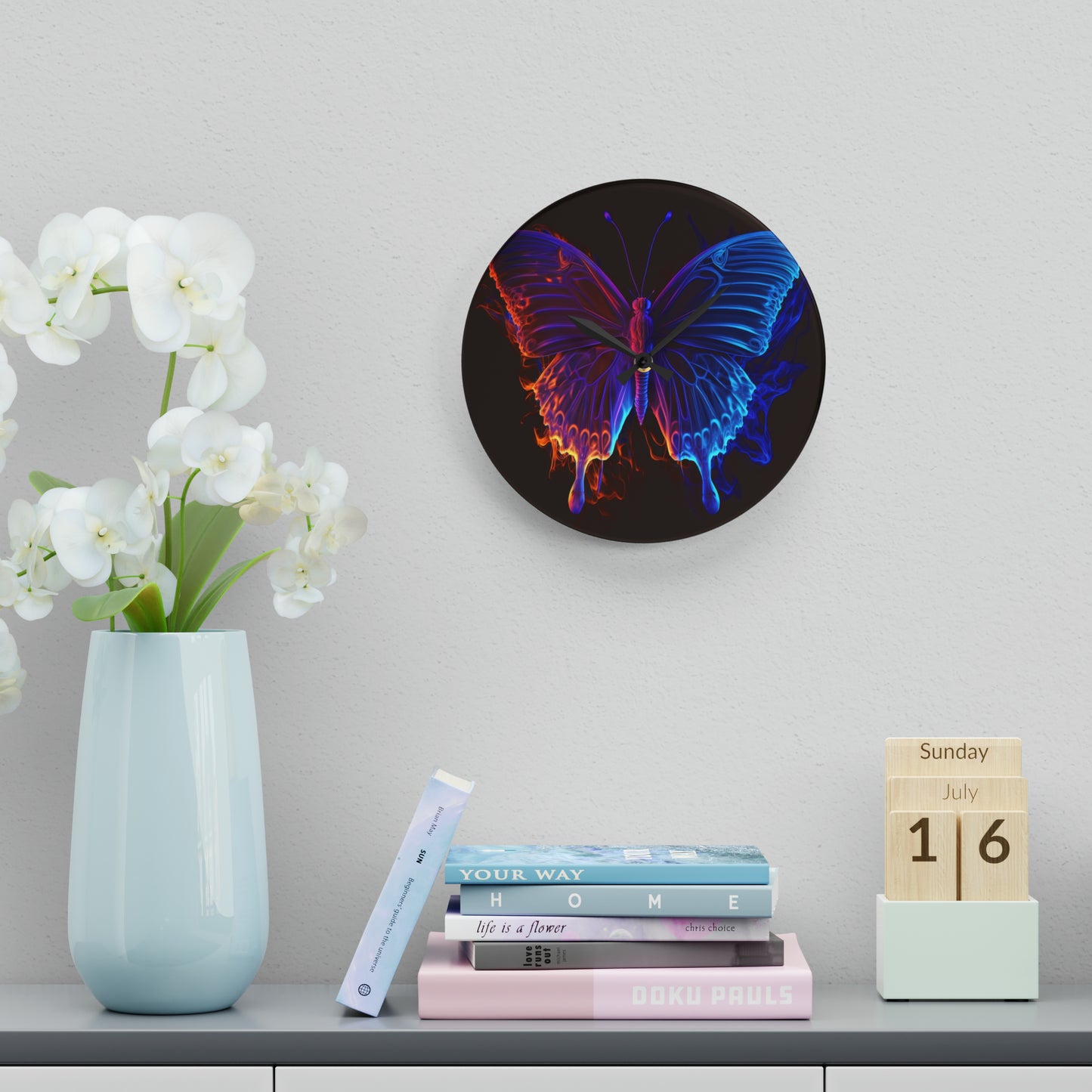 Acrylic Wall Clock Thermal Butterfly 1