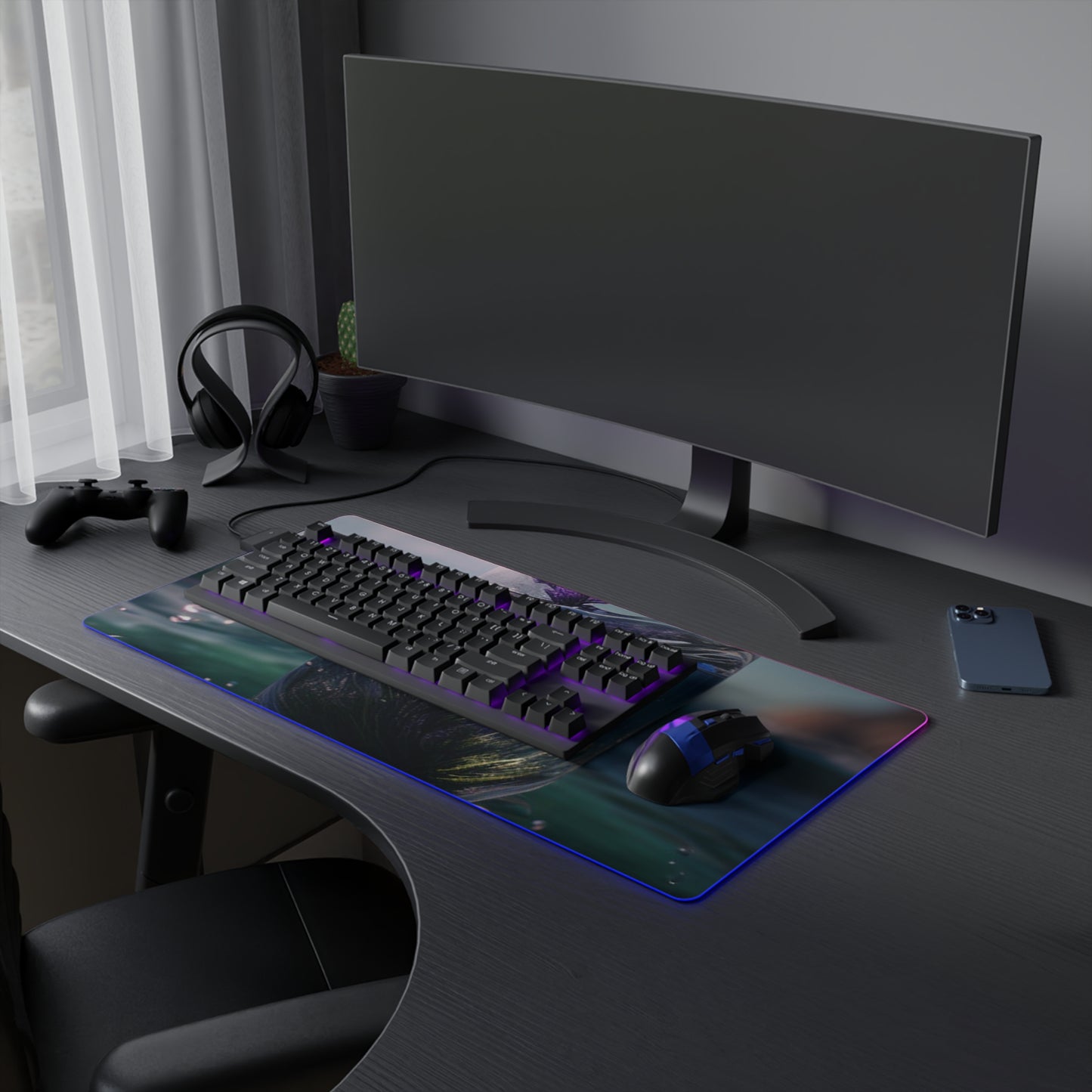 LED Gaming Mouse Pad Lavender in a vase 2