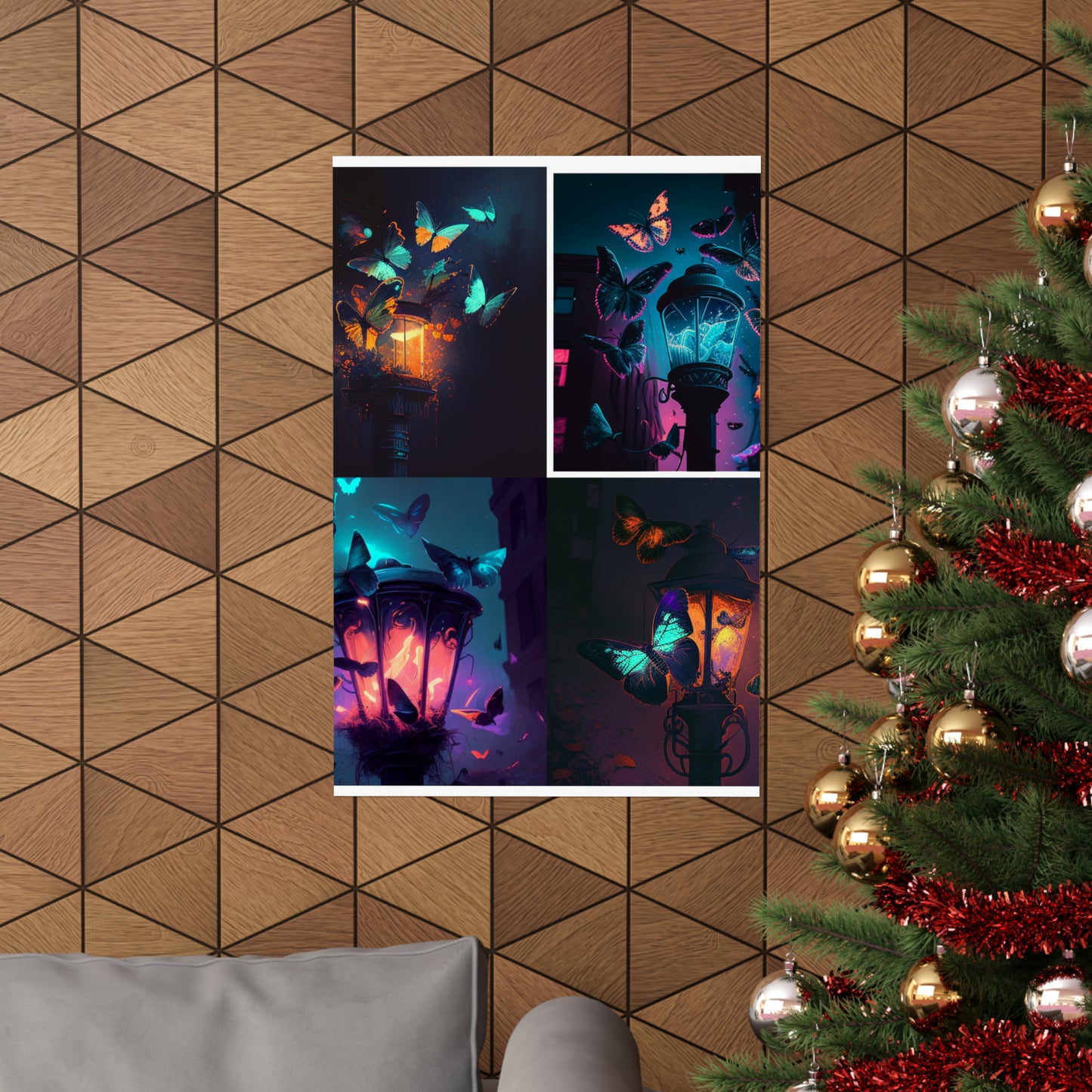 Premium Matte Vertical Posters Street Light Butterfly 5