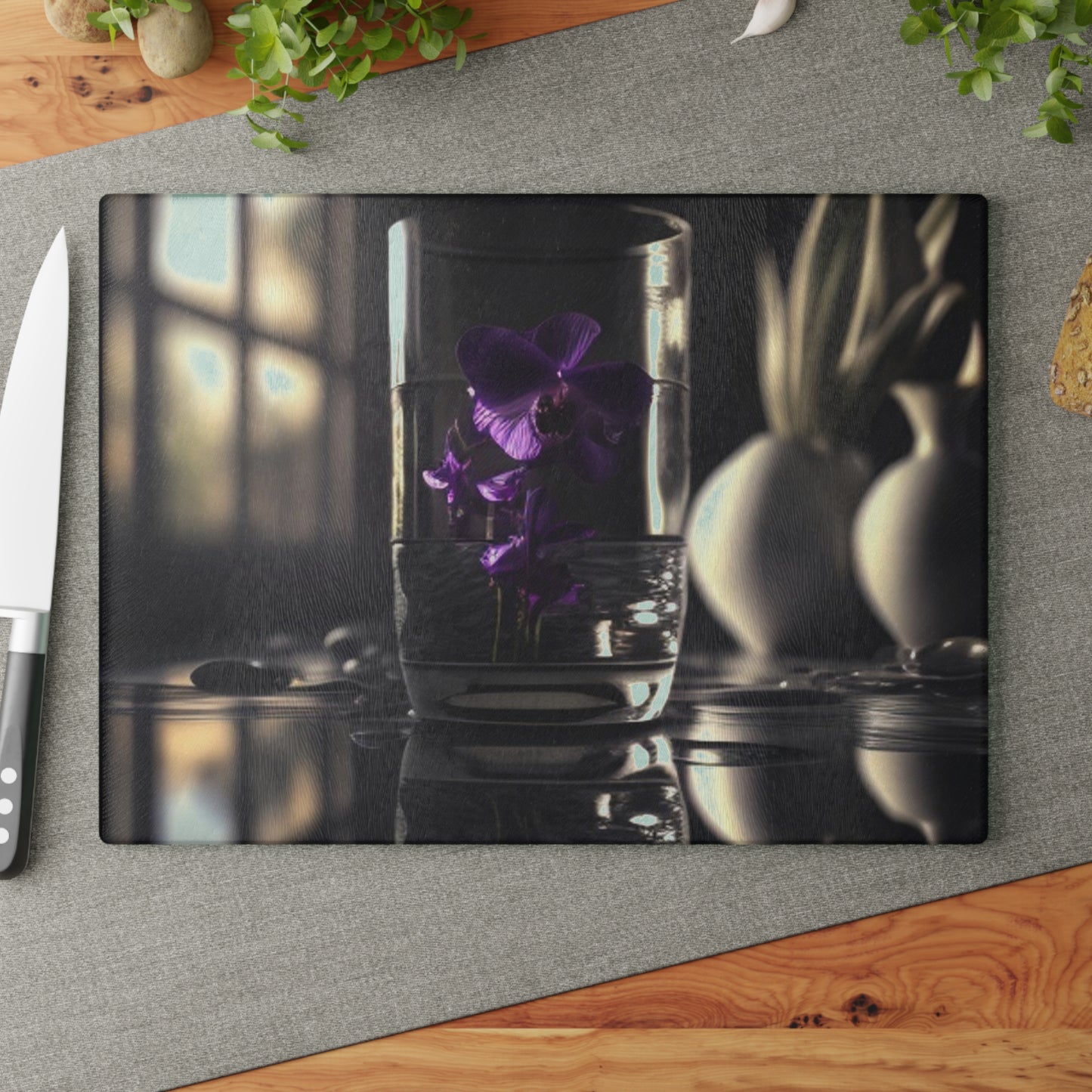 Glass Cutting Board Purple Orchid Glass vase 4