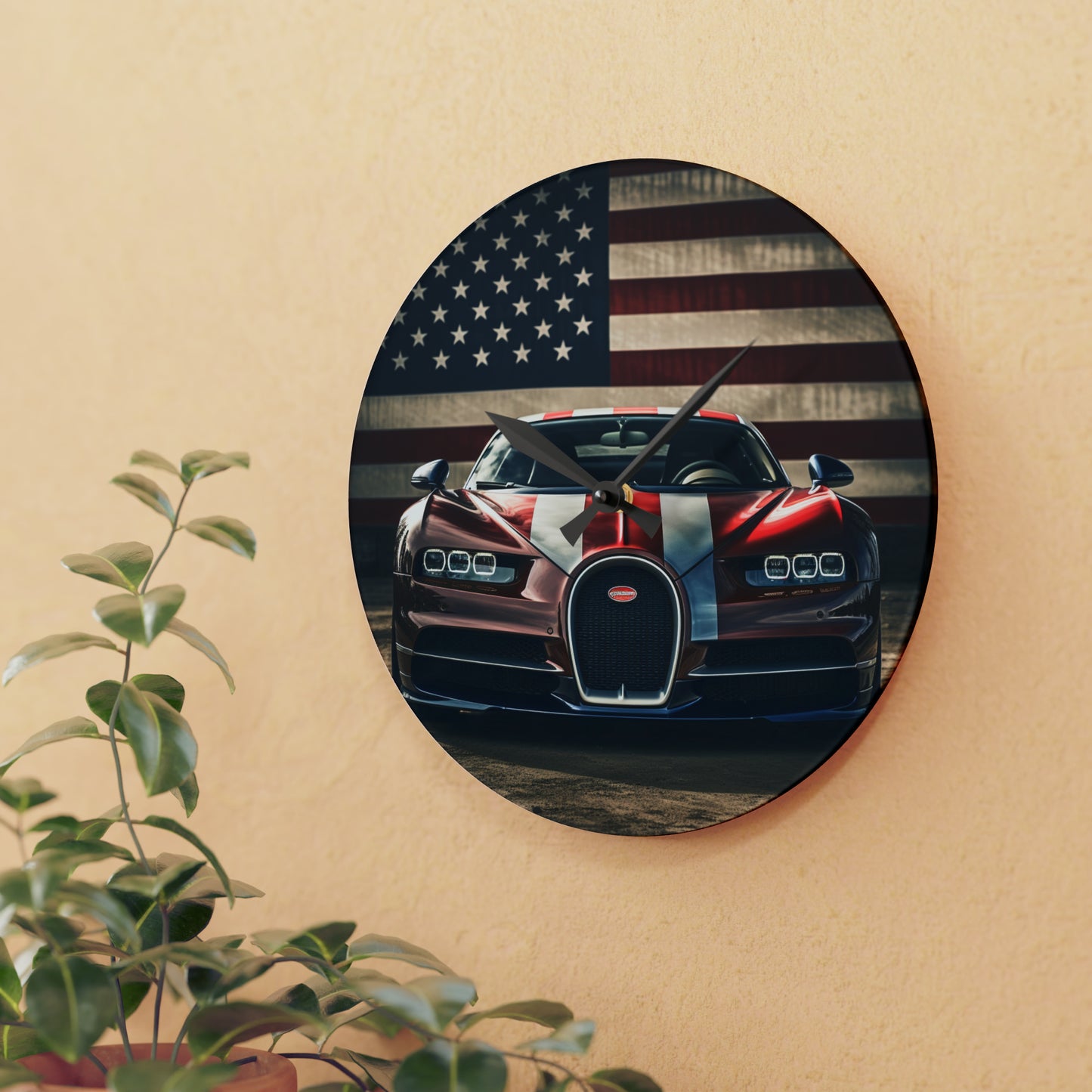 Acrylic Wall Clock Bugatti Flag 1