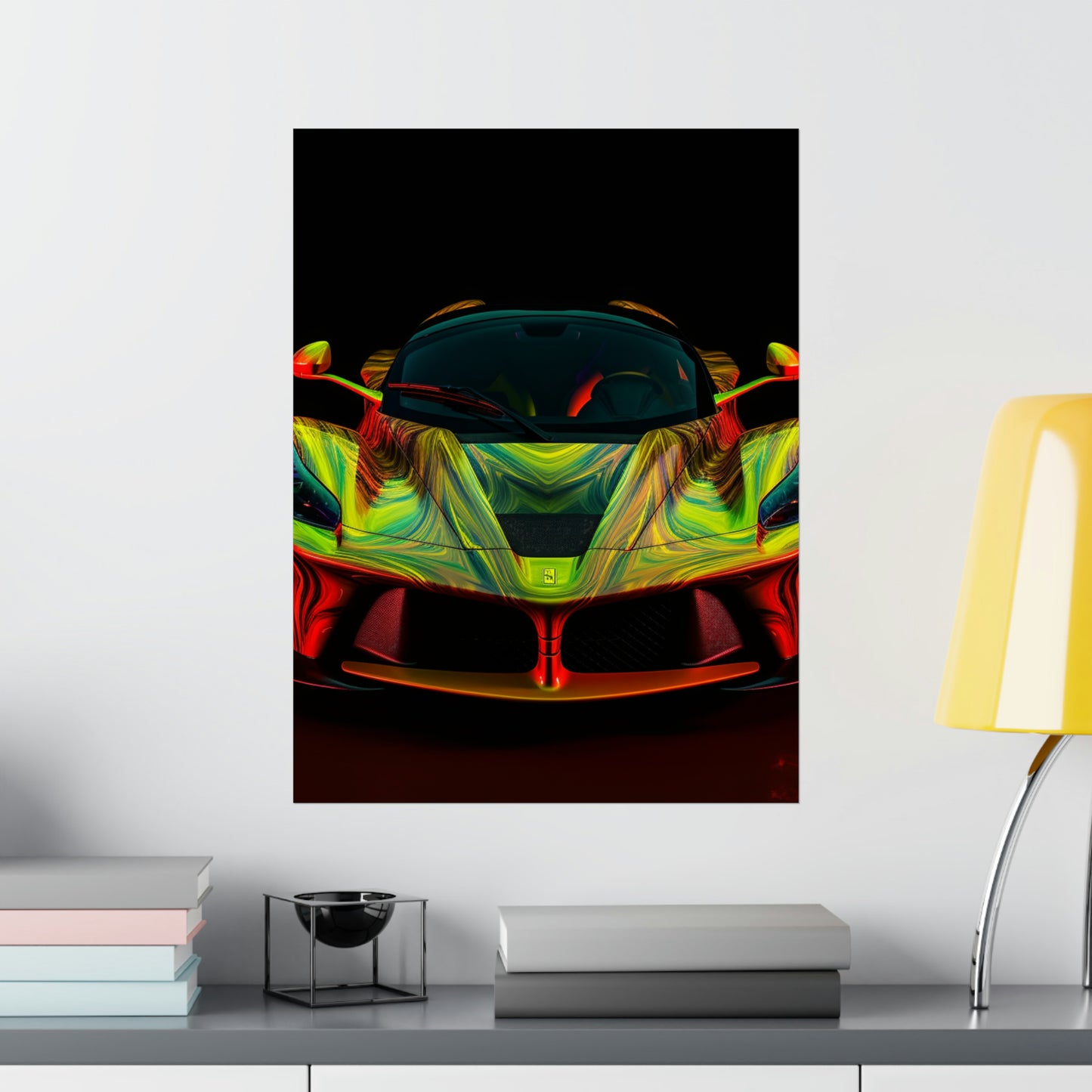 Premium Matte Vertical Posters Ferrari Neon 1