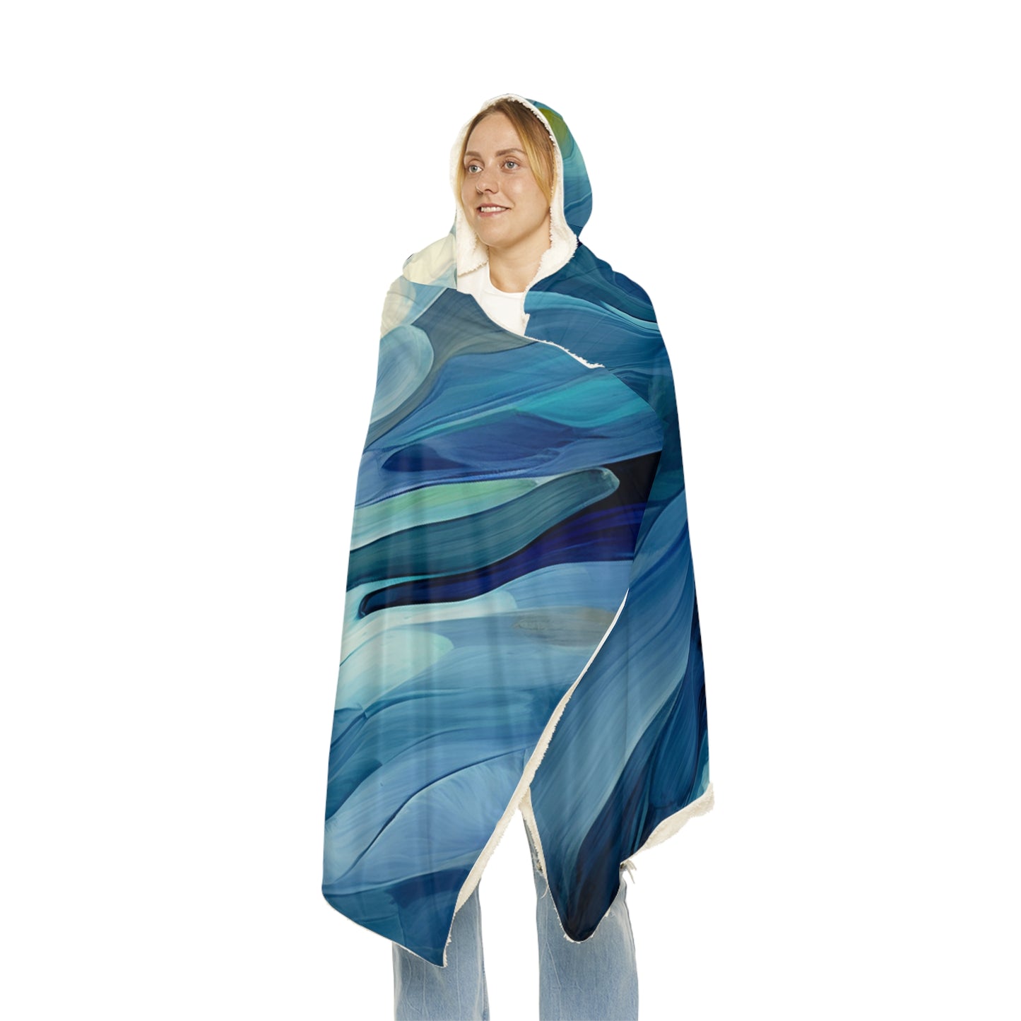 Snuggle Hooded Blanket Blue Tluip Abstract 4