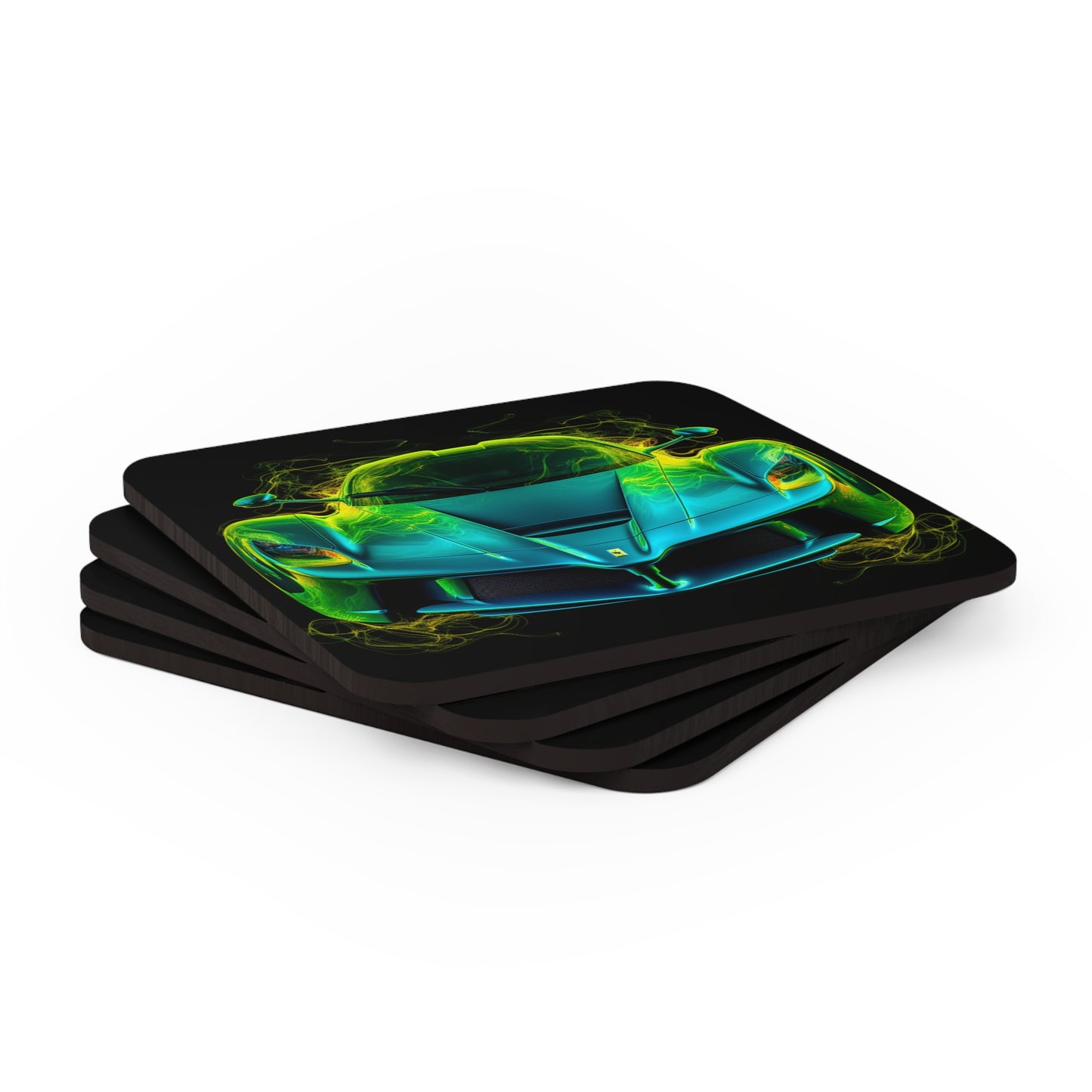 Corkwood Coaster Set Ferrari Neon 2