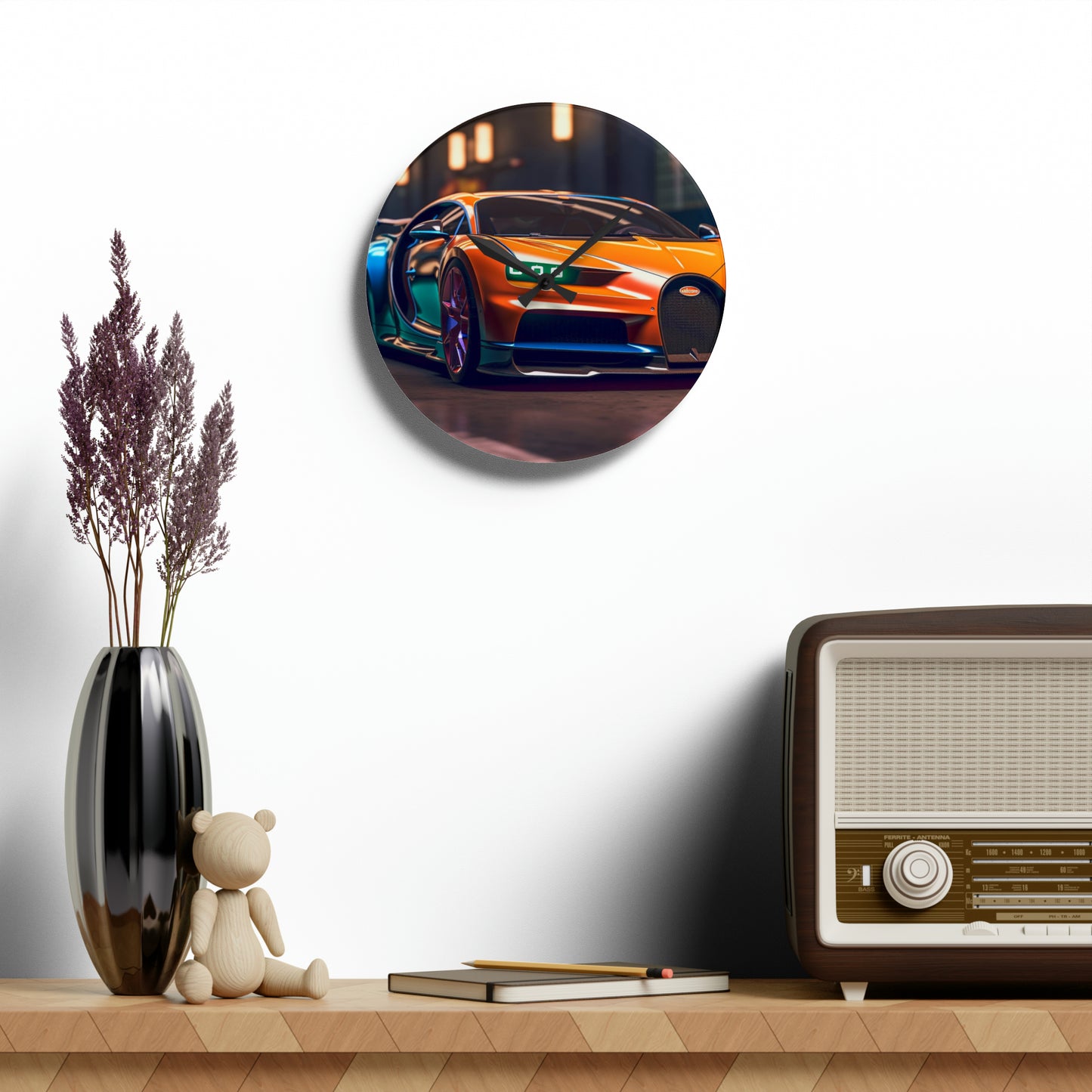 Acrylic Wall Clock Hyper Bugatti Neon Chiron 1