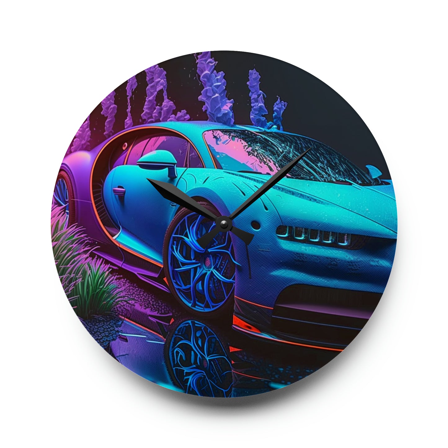 Acrylic Wall Clock Bugatti Neon Chiron 2