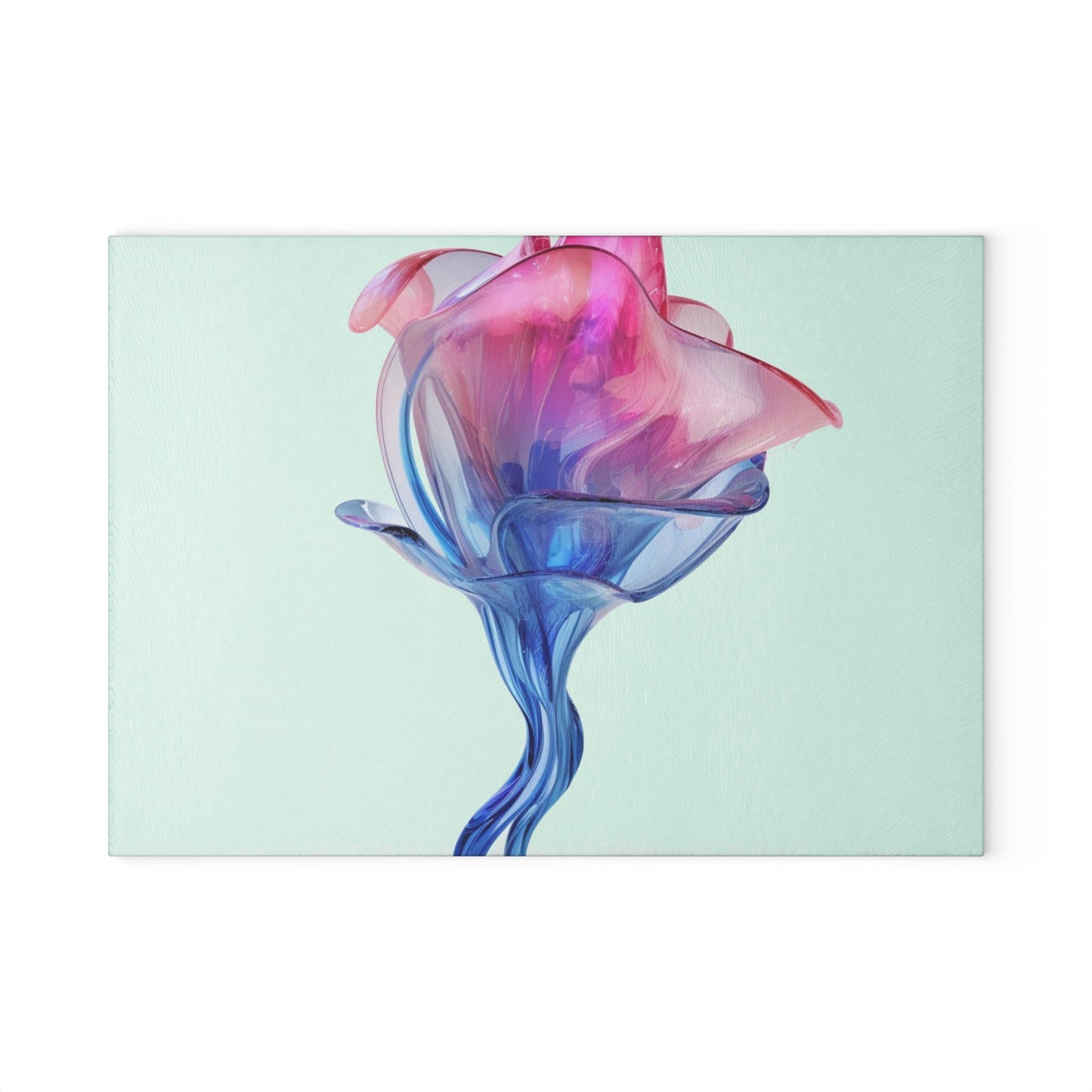 Glass Cutting Board Pink & Blue Tulip Rose 4