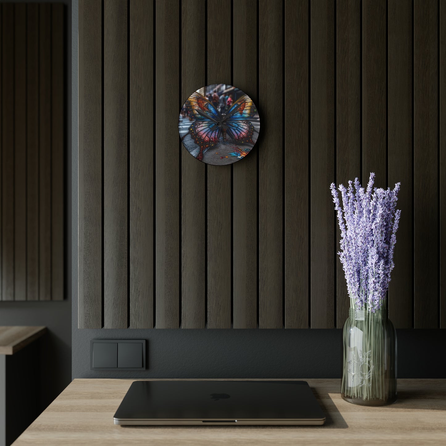 Acrylic Wall Clock Liquid Street Butterfly 4