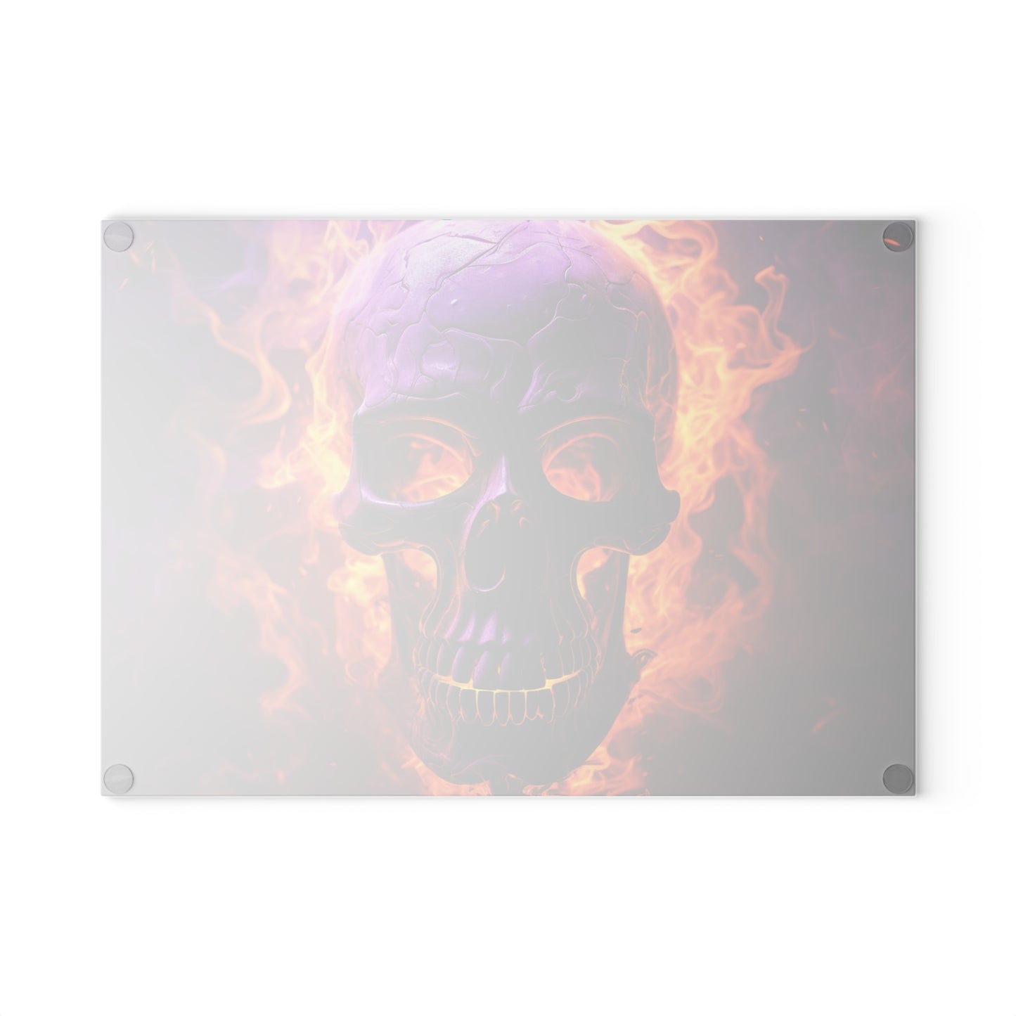 Glass Cutting Board Skull Flames 3