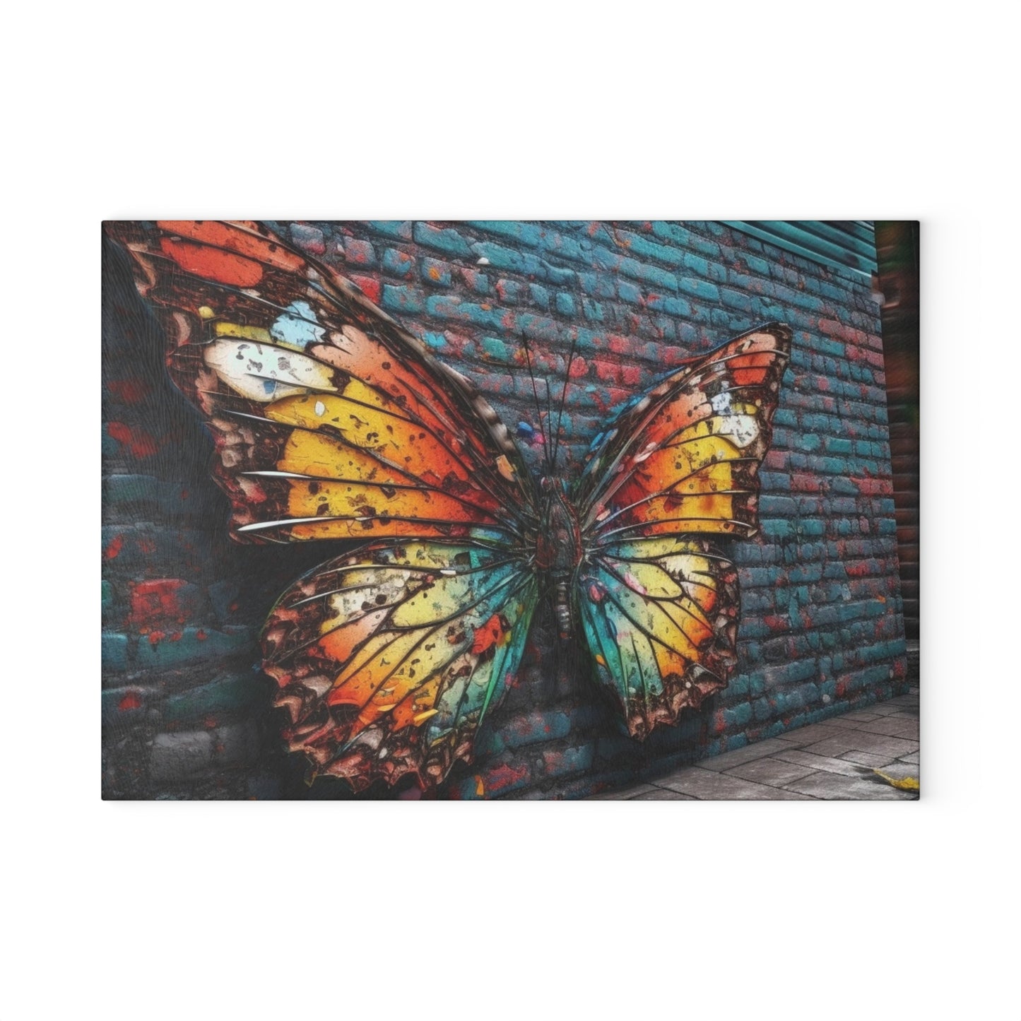 Glass Cutting Board Liquid Street Butterfly 2