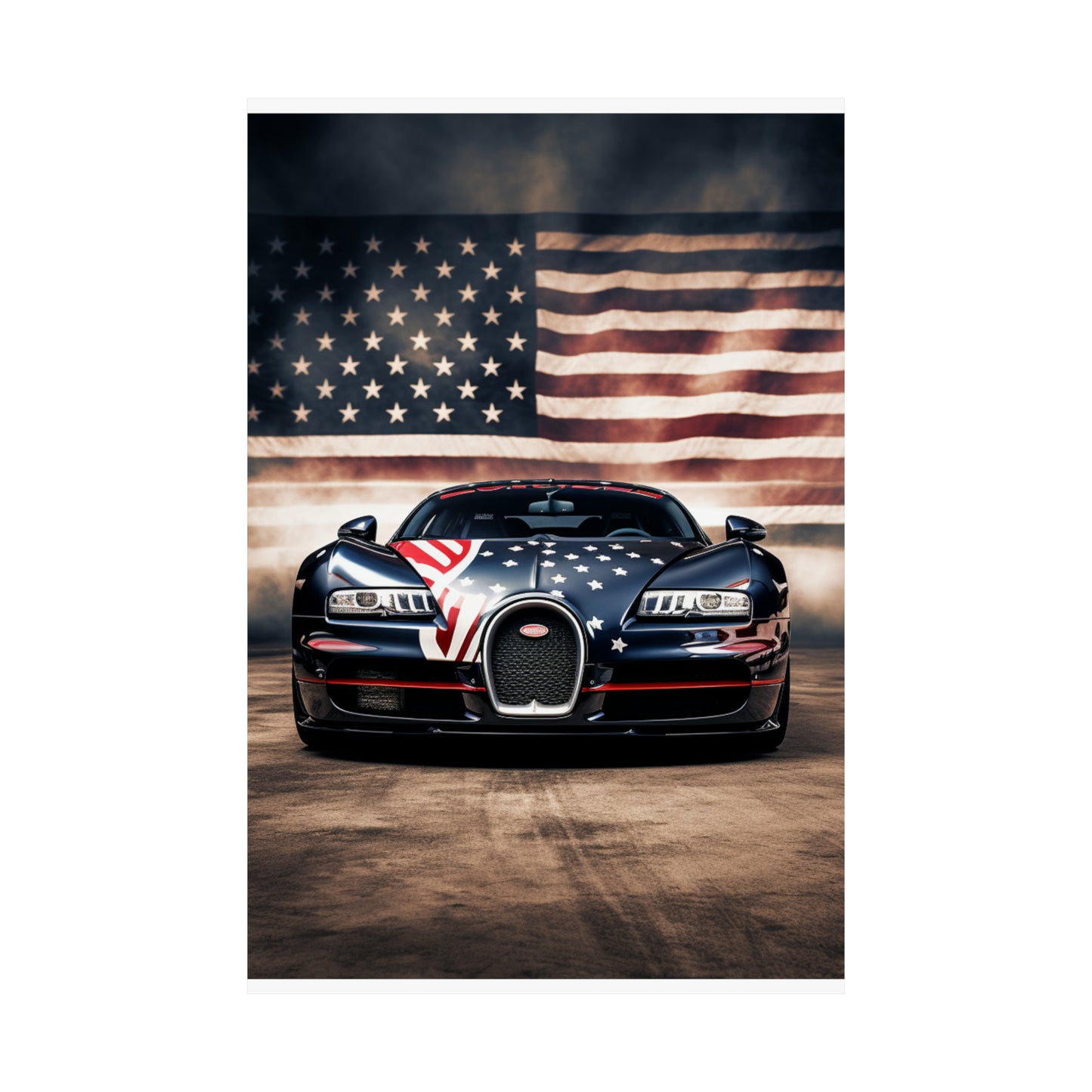 Premium Matte Vertical Posters Bugatti American Flag 2