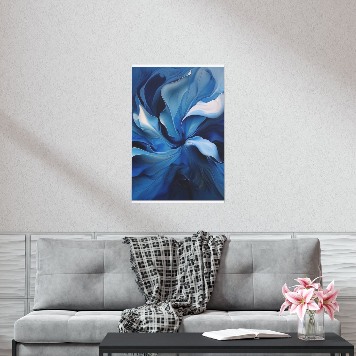 Premium Matte Vertical Posters Abstract Blue Tulip 4