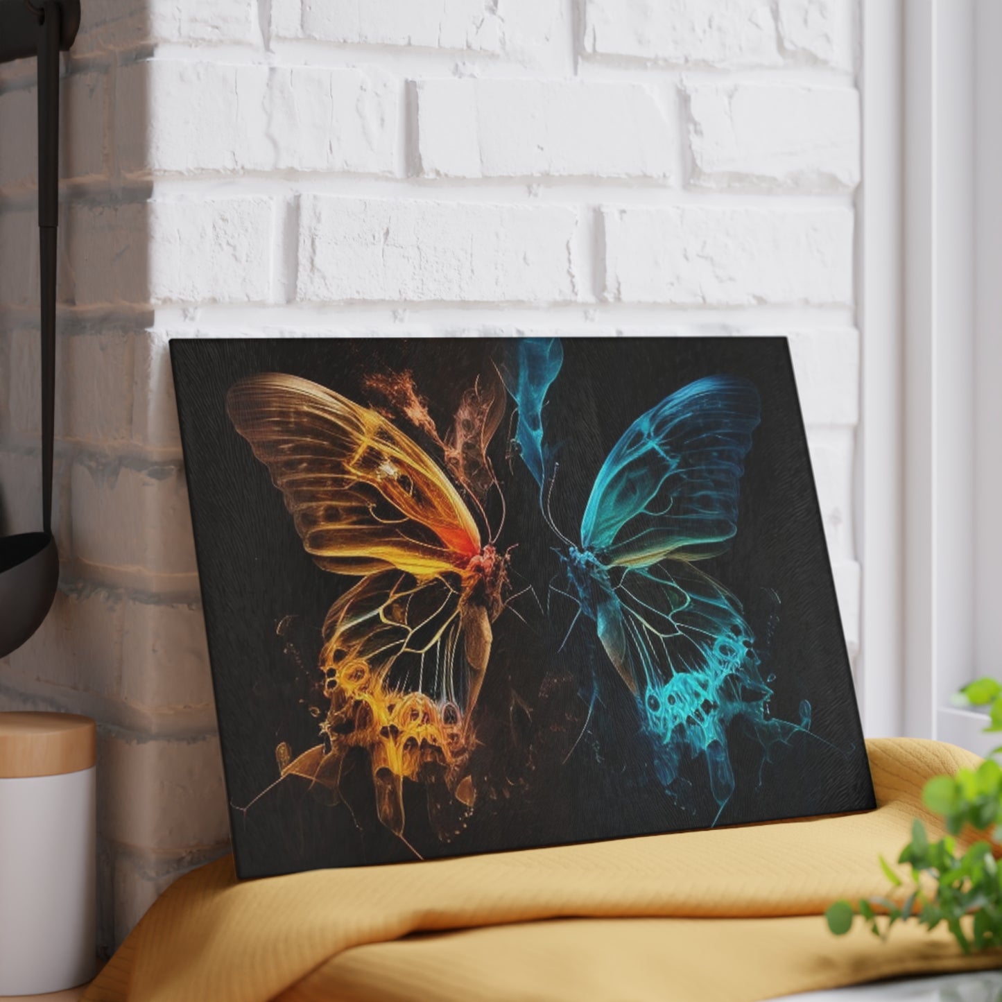 Glass Cutting Board Kiss Neon Butterfly 3