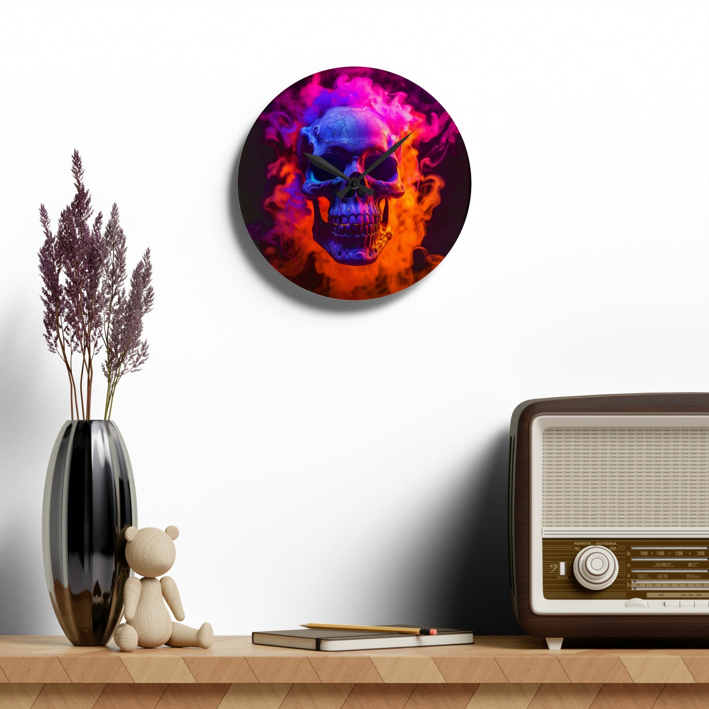 Acrylic Wall Clock Macro Skull 4