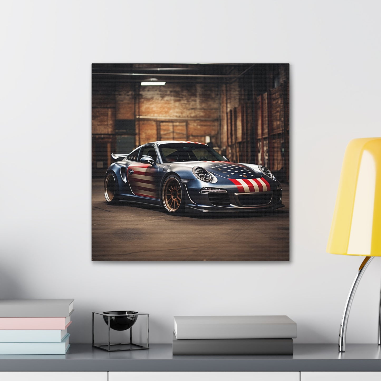 Canvas Gallery Wraps American Flag Porsche 1