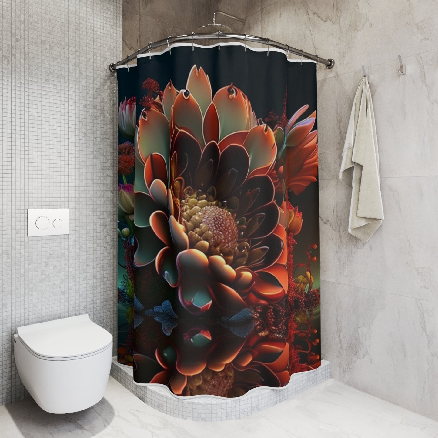 Polyester Shower Curtain Flower Arangment 4