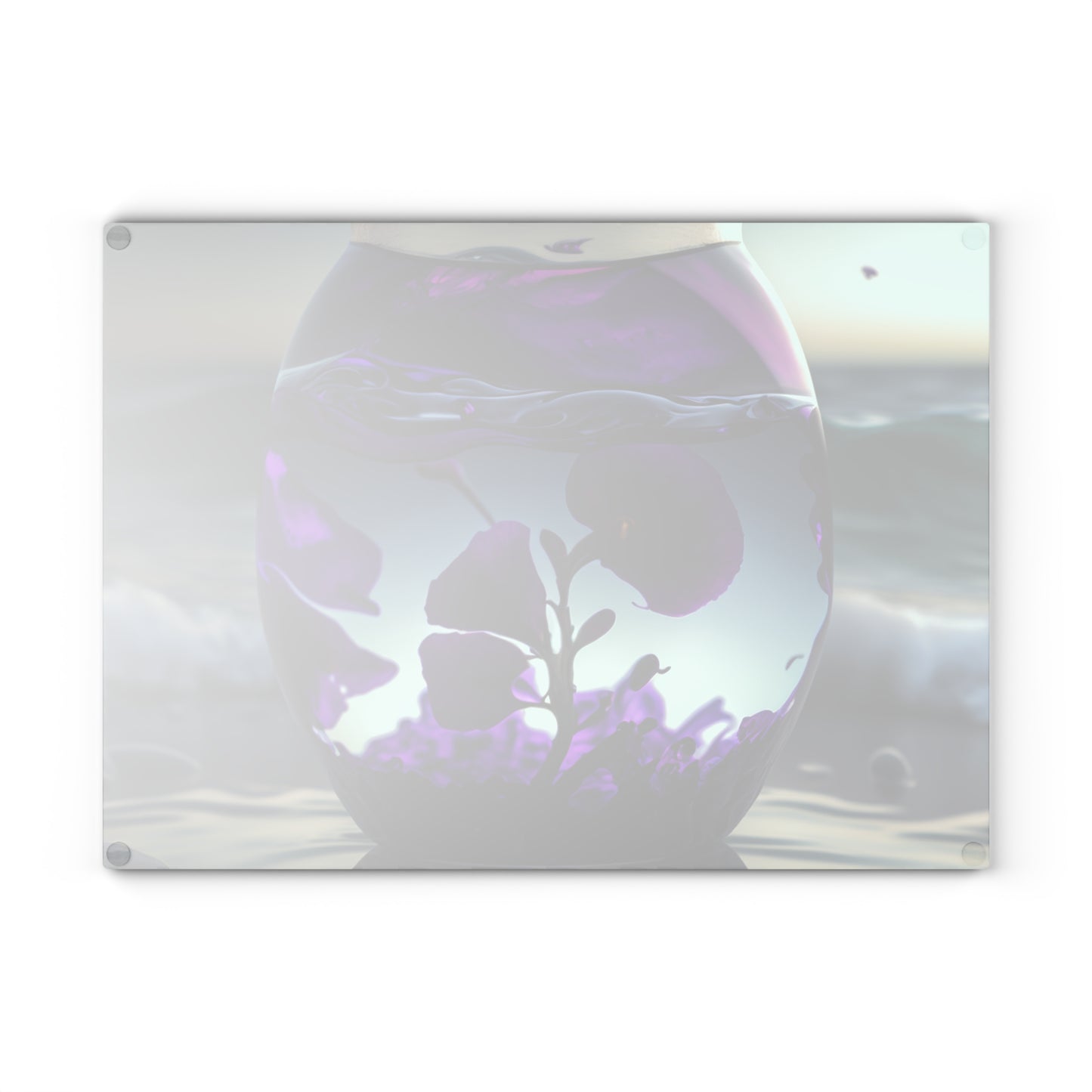 Glass Cutting Board Purple Sweet pea in a vase 4