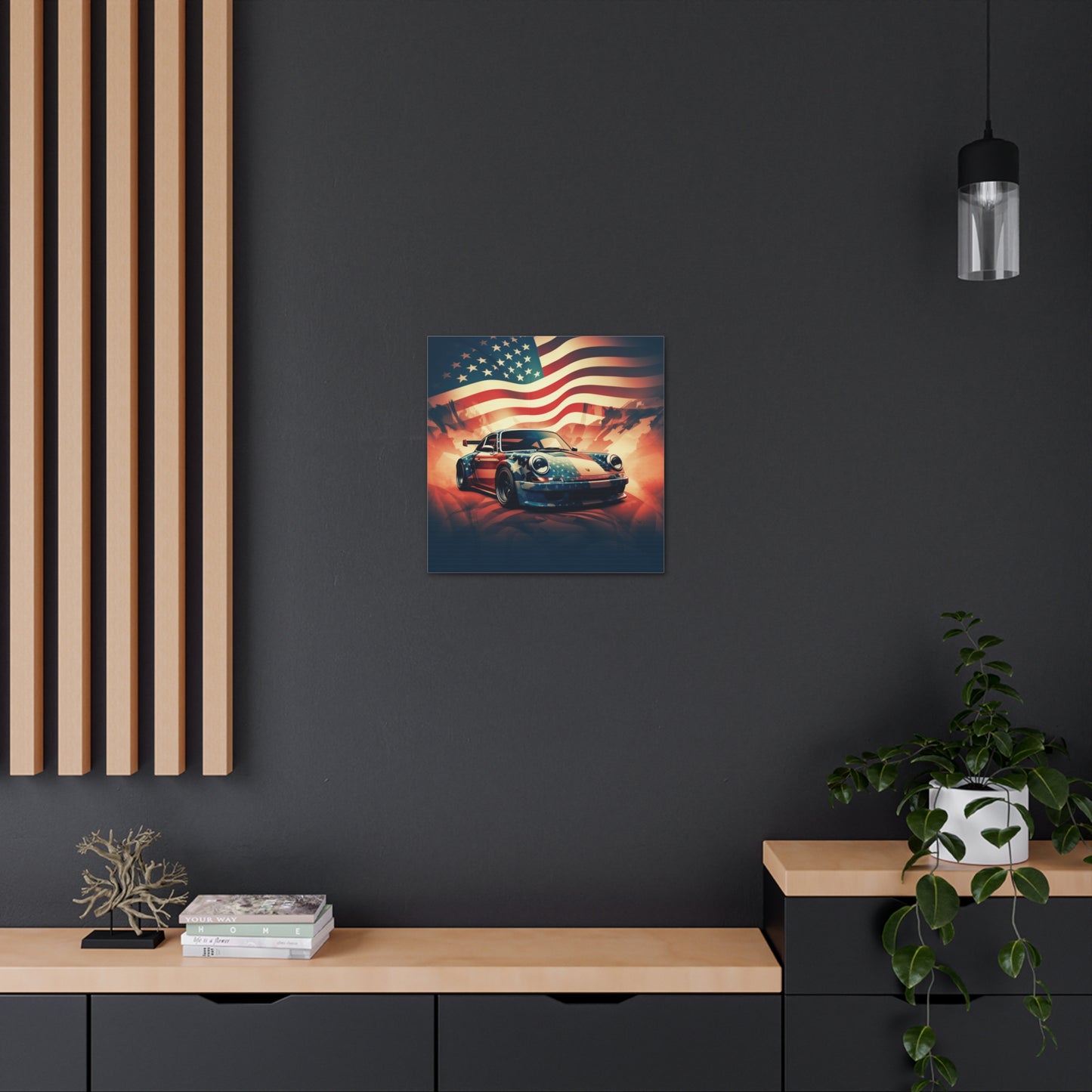 Canvas Gallery Wraps Abstract American Flag Background Porsche 4
