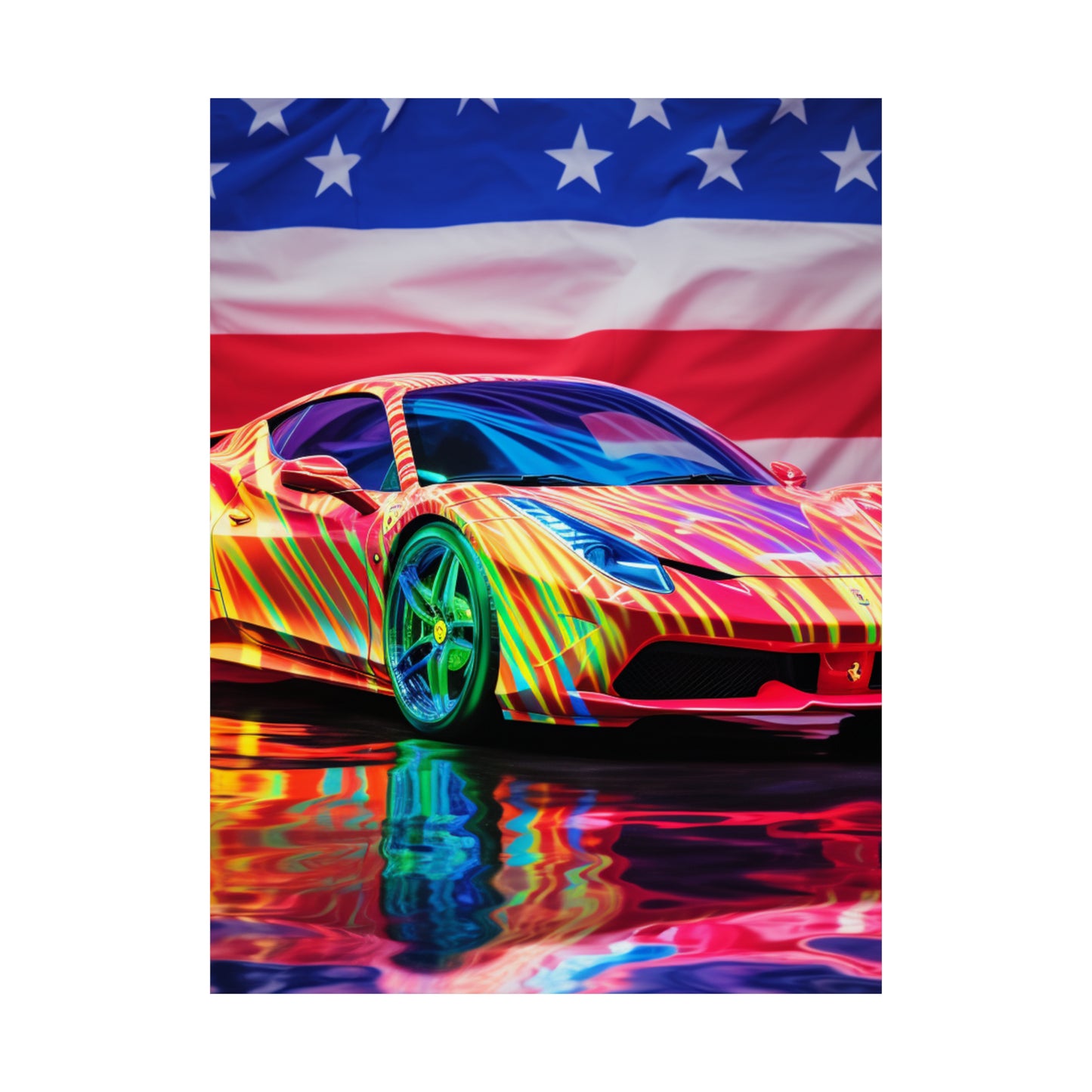 Premium Matte Vertical Posters Hyper Colorfull Ferrari 4